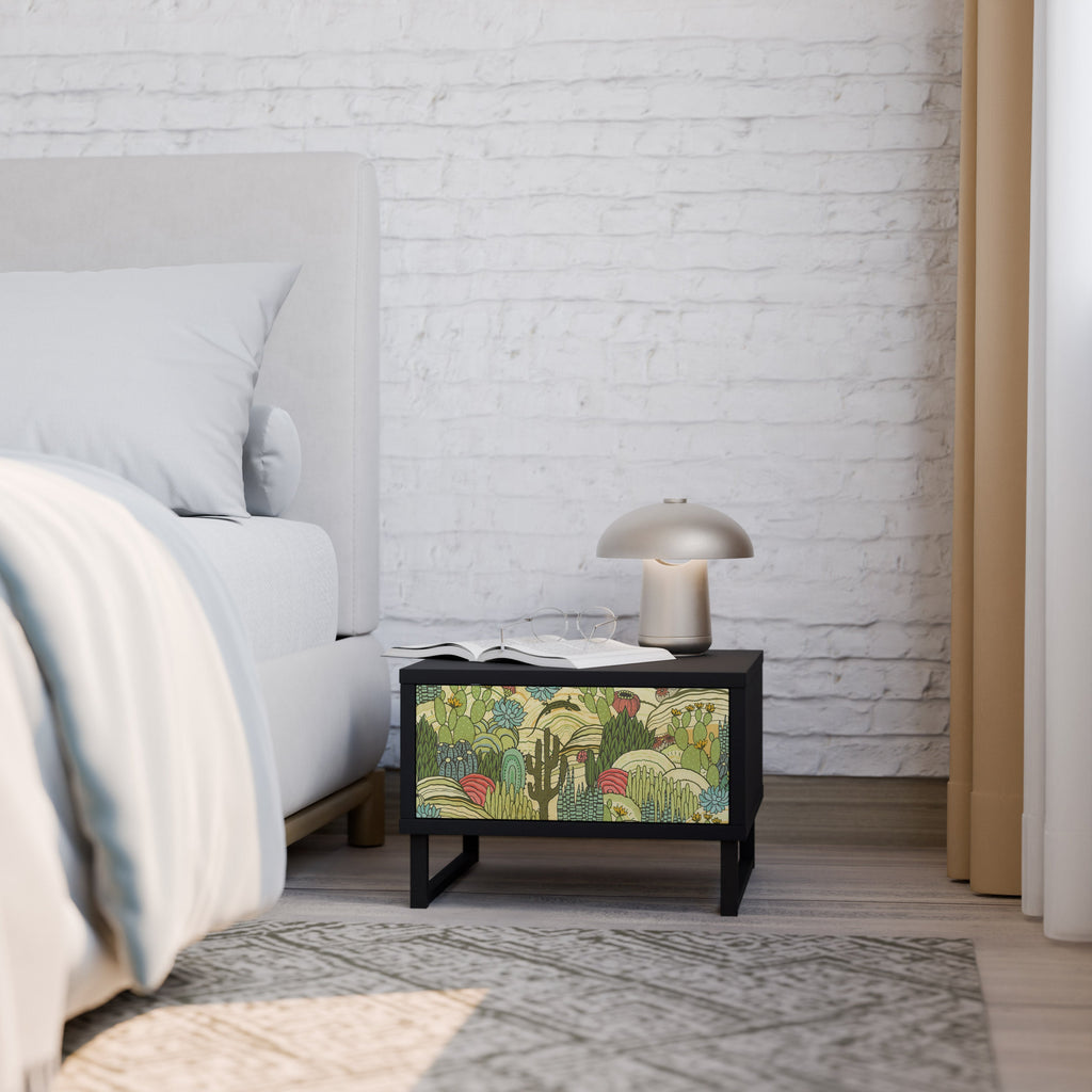 SUCCULENTS KALEIDOSCOPE Mesa de Cabeceira em Acabamento Preto