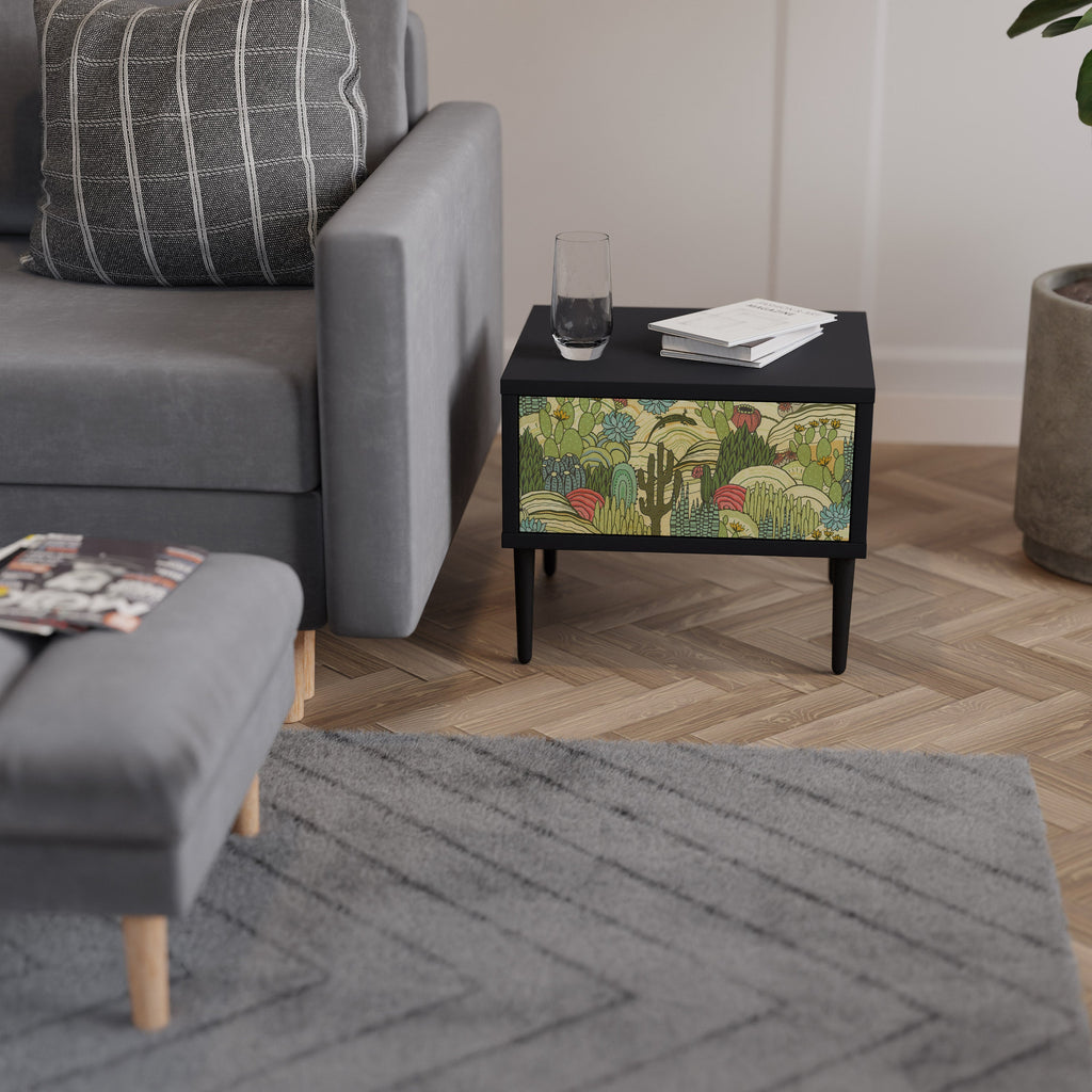 SUCCULENTS KALEIDOSCOPE Mesa de Cabeceira em Acabamento Preto