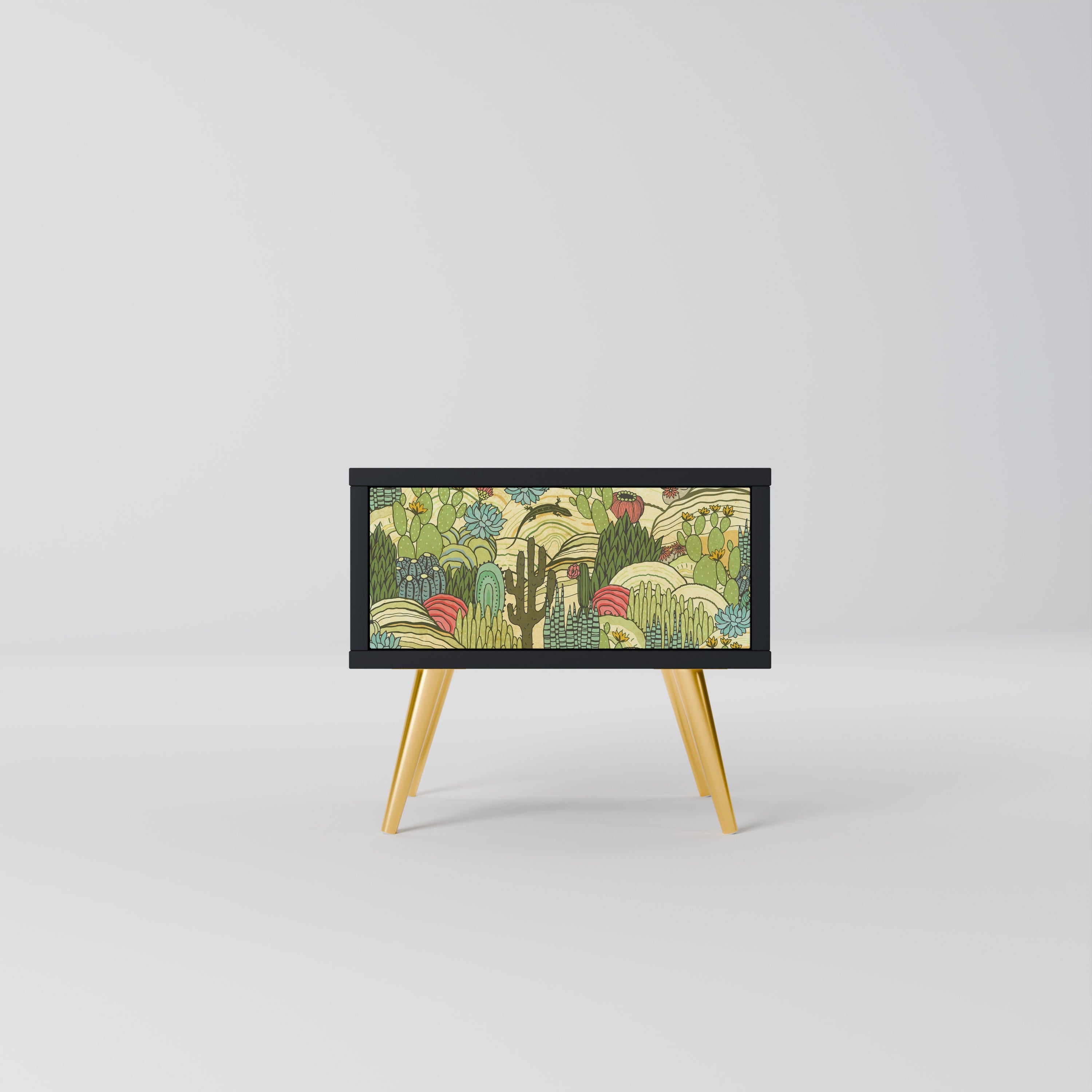 SUCCULENTS KALEIDOSCOPE Mesa de Cabeceira em Acabamento Preto