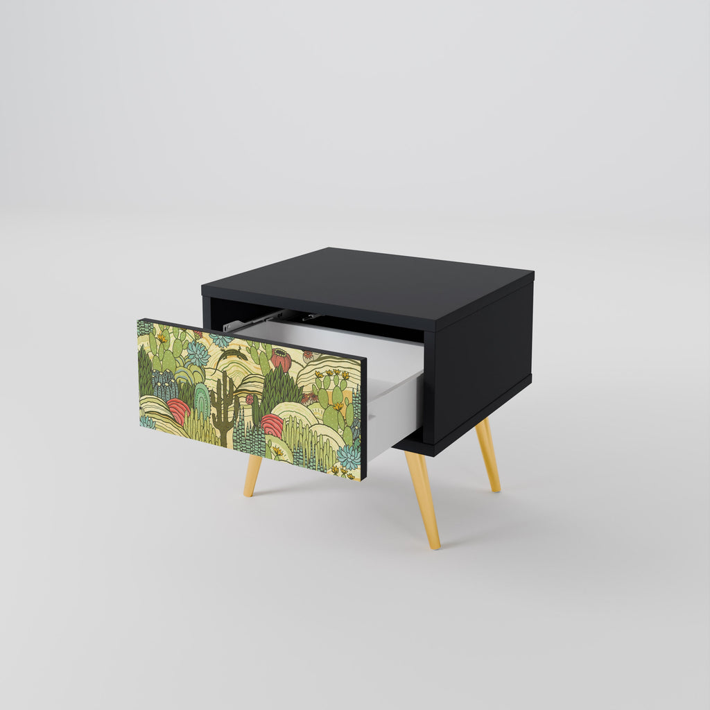 SUCCULENTS KALEIDOSCOPE Mesa de Cabeceira em Acabamento Preto