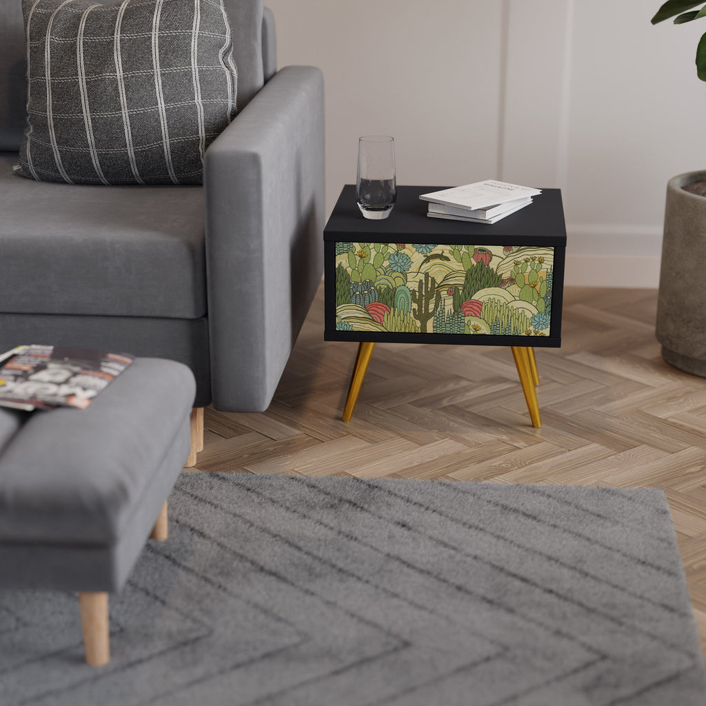 SUCCULENTS KALEIDOSCOPE Mesa de Cabeceira em Acabamento Preto