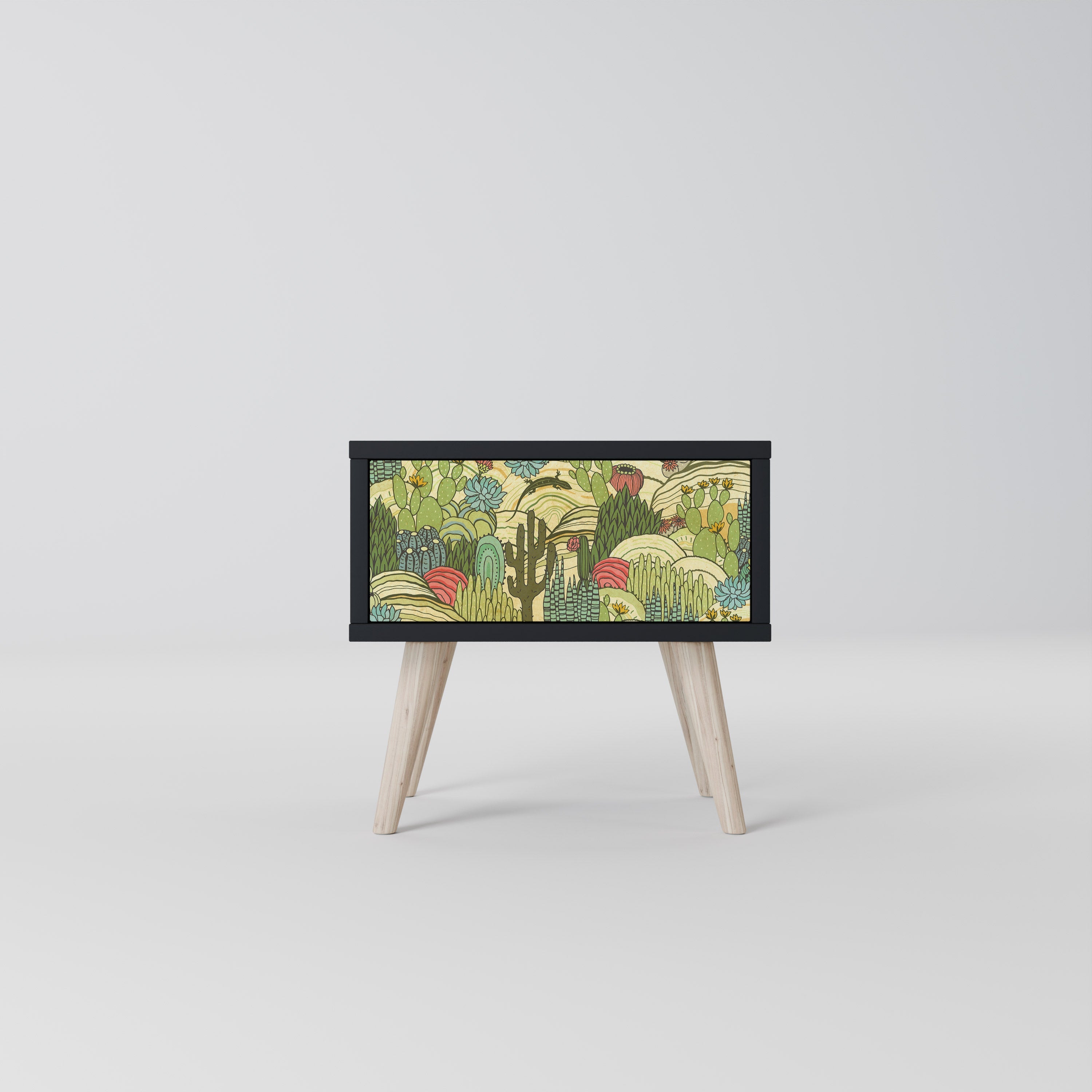 SUCCULENTS KALEIDOSCOPE Mesa de Cabeceira em Acabamento Preto