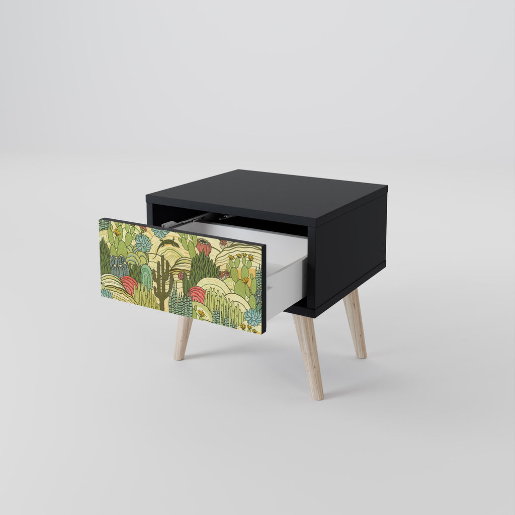 SUCCULENTS KALEIDOSCOPE Mesa de Cabeceira em Acabamento Preto