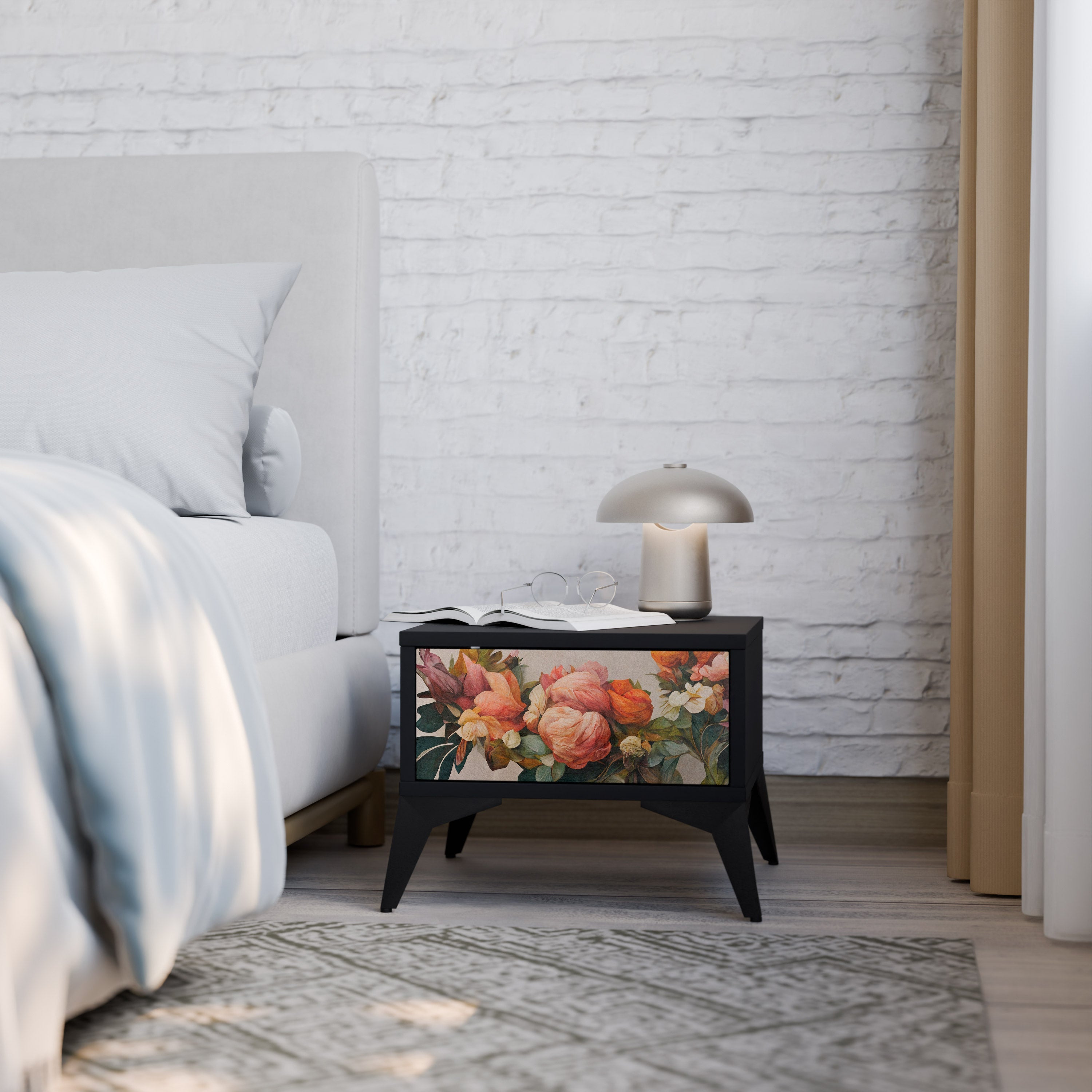 STYLISH BEAUTY Mesa de Cabeceira em Acabamento Preto