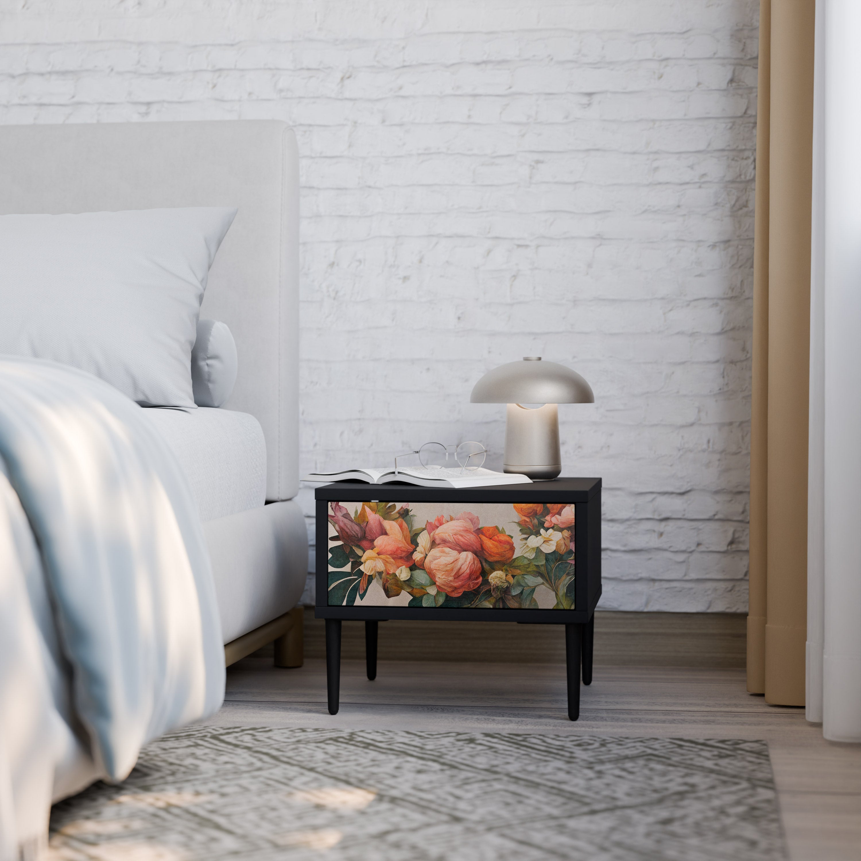 STYLISH BEAUTY Mesa de Cabeceira em Acabamento Preto