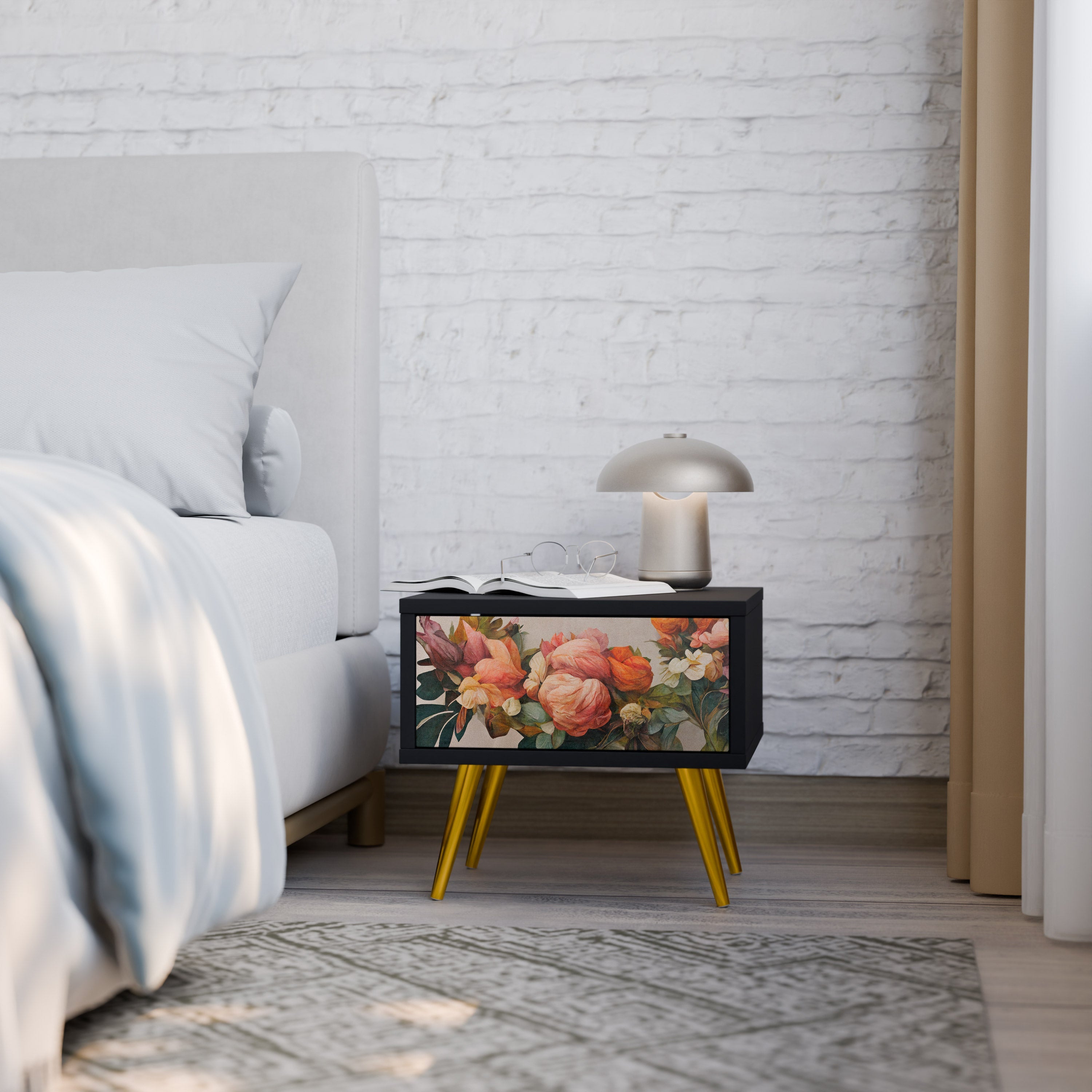 STYLISH BEAUTY Mesa de Cabeceira em Acabamento Preto