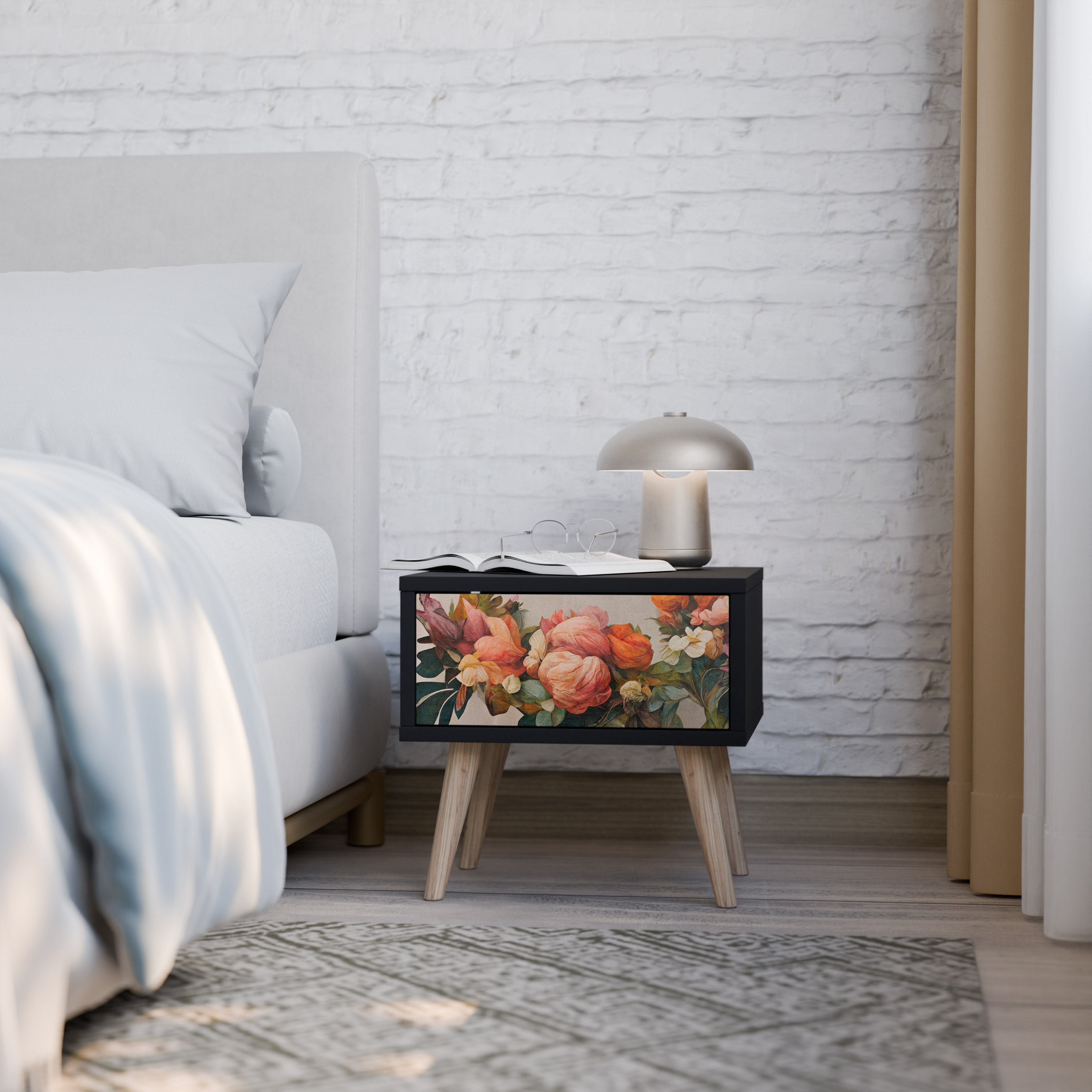 STYLISH BEAUTY Mesa de Cabeceira em Acabamento Preto