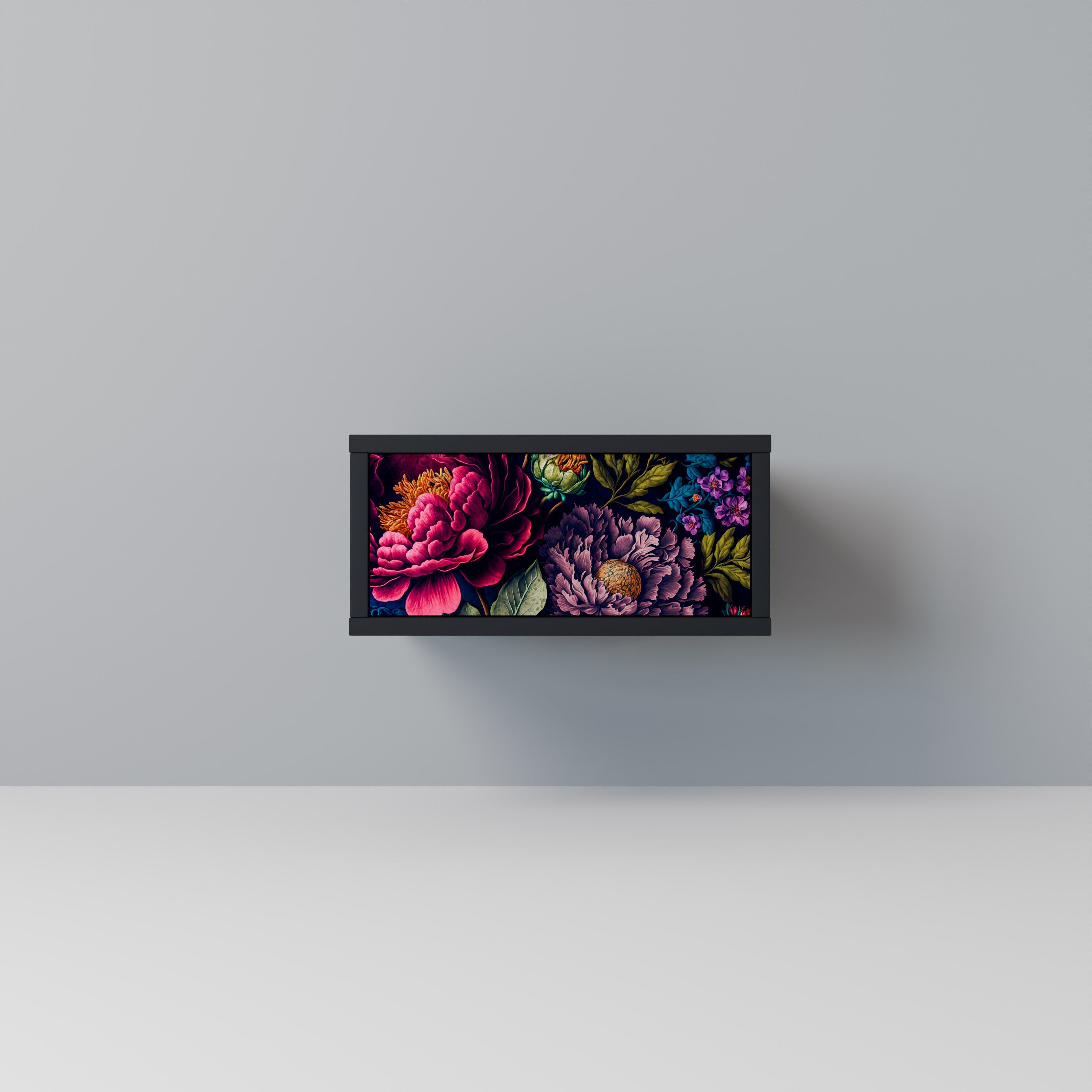 BLOOMING ELEGANCE Mesa de Cabeceira em Acabamento Preto