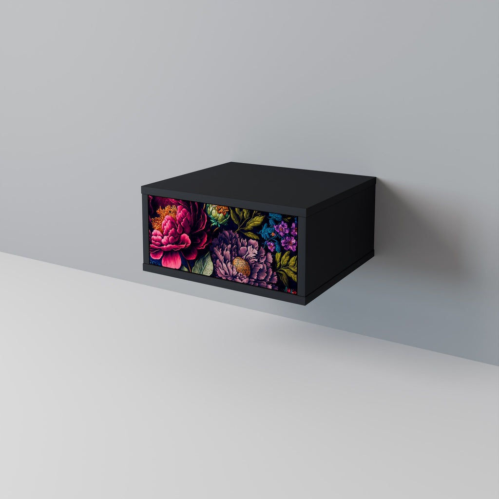 BLOOMING ELEGANCE Mesa de Cabeceira em Acabamento Preto