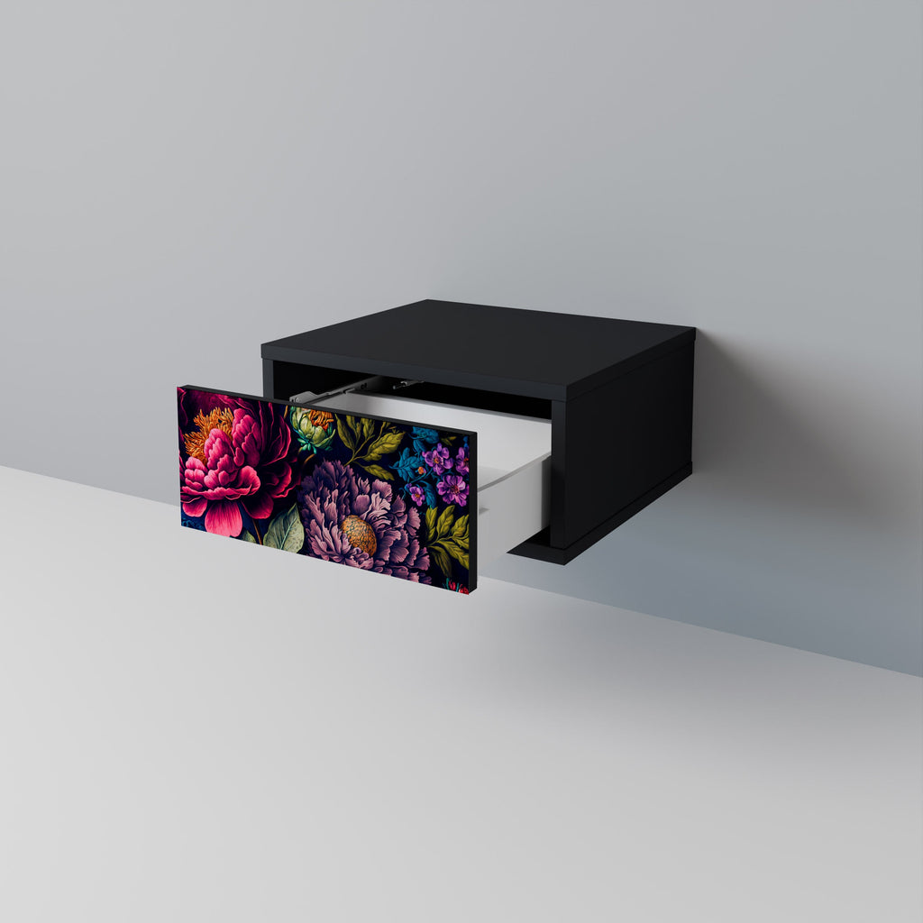 BLOOMING ELEGANCE Mesa de Cabeceira em Acabamento Preto