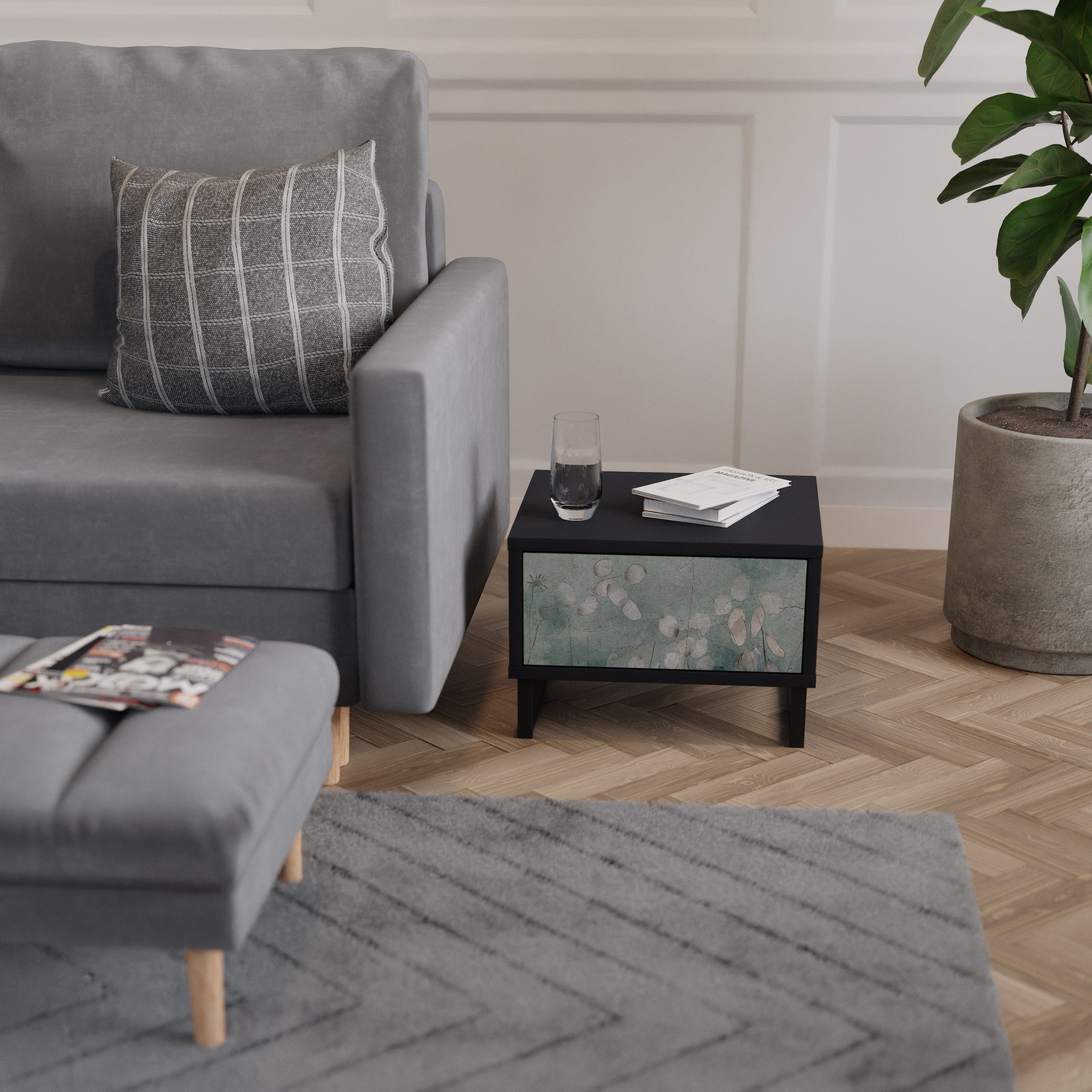 NIGHT LADY Mesa de Cabeceira em Acabamento Preto