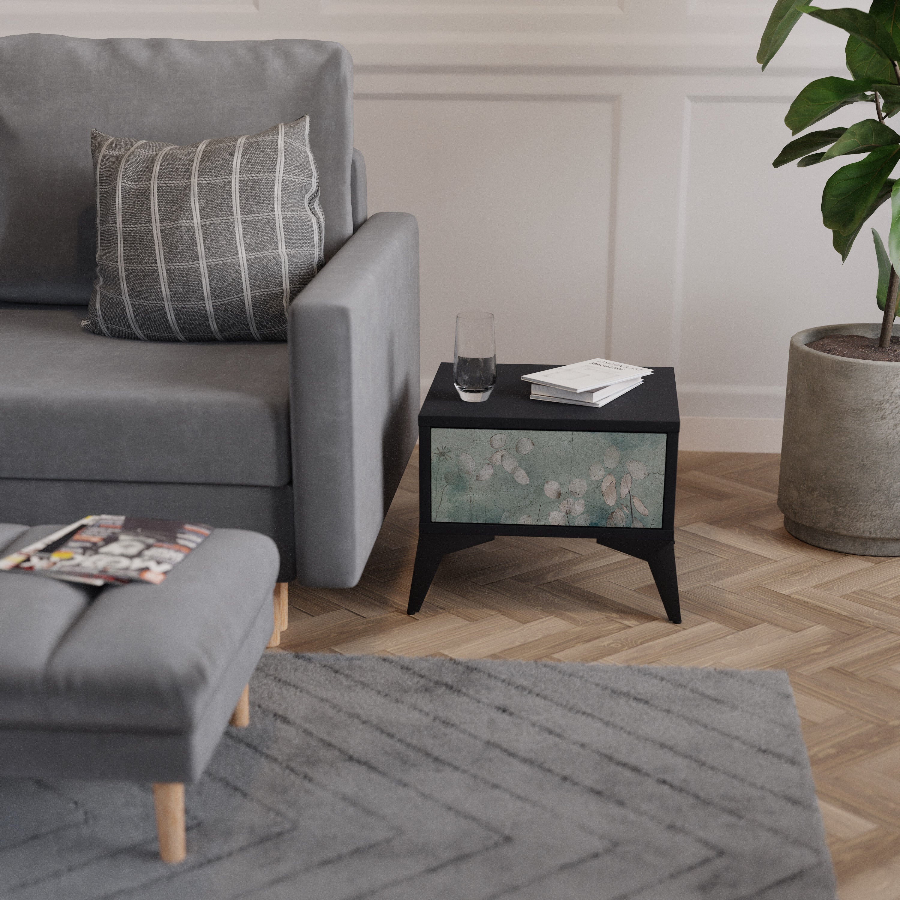 NIGHT LADY Mesa de Cabeceira em Acabamento Preto