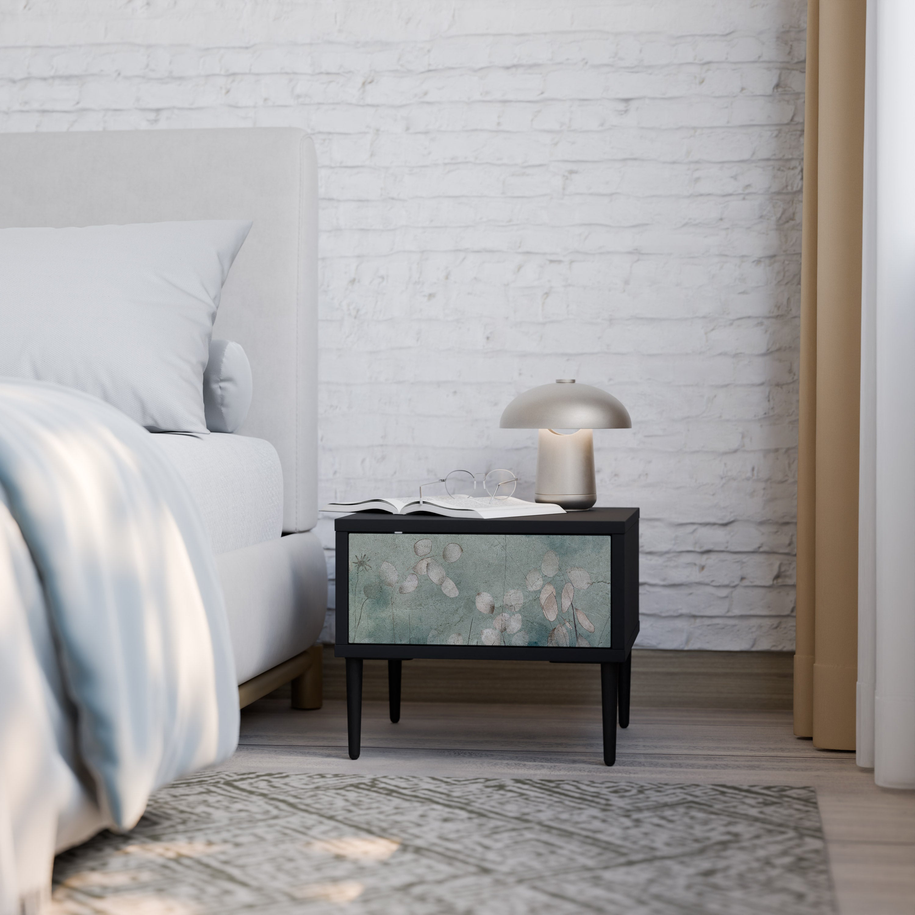 NIGHT LADY Mesa de Cabeceira em Acabamento Preto