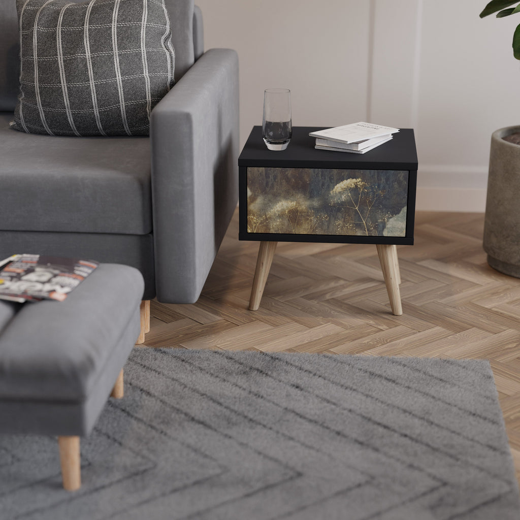 GENTLE POWER Mesa de Cabeceira em Acabamento Preto