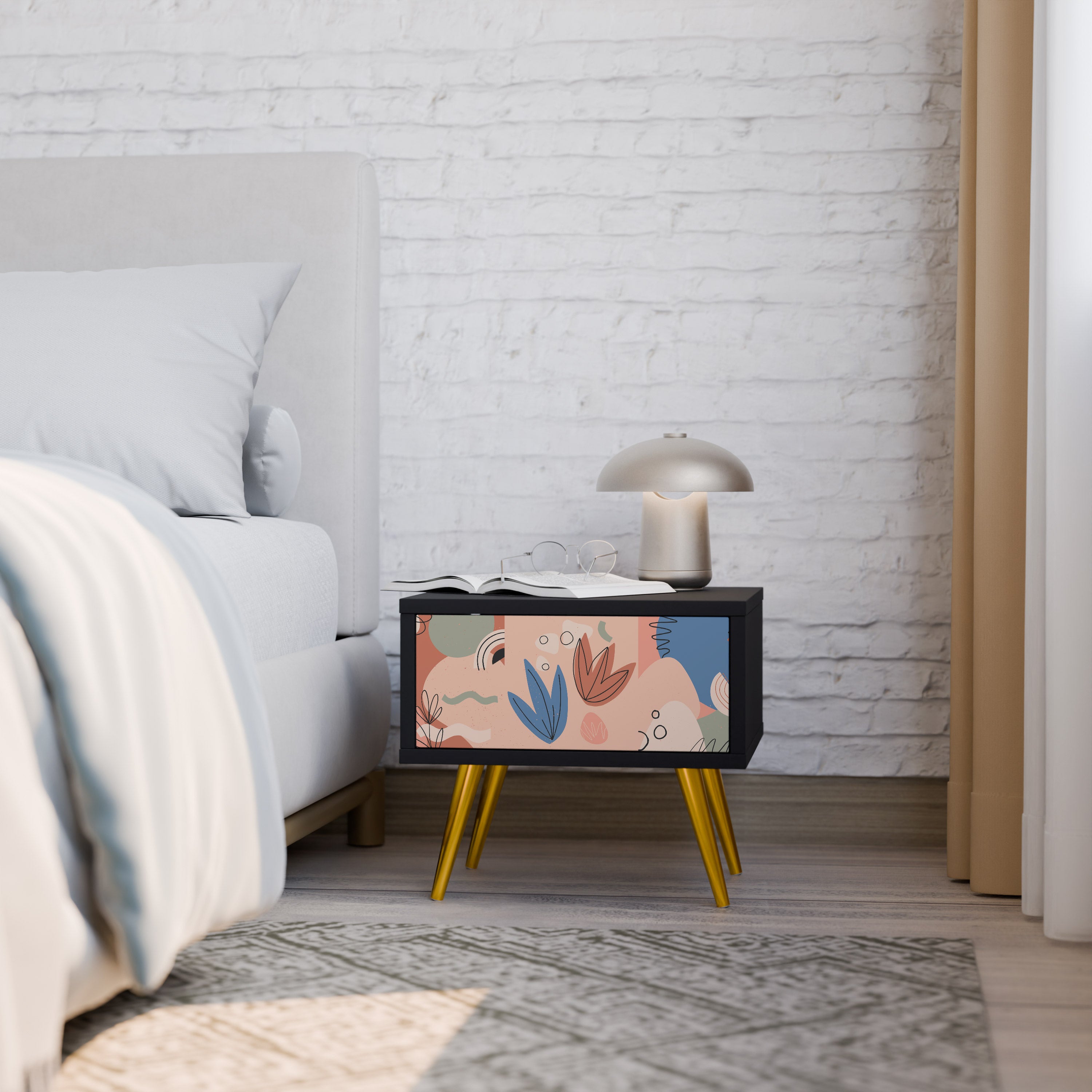 PASTEL DESTINY Mesa de Cabeceira em Acabamento Preto