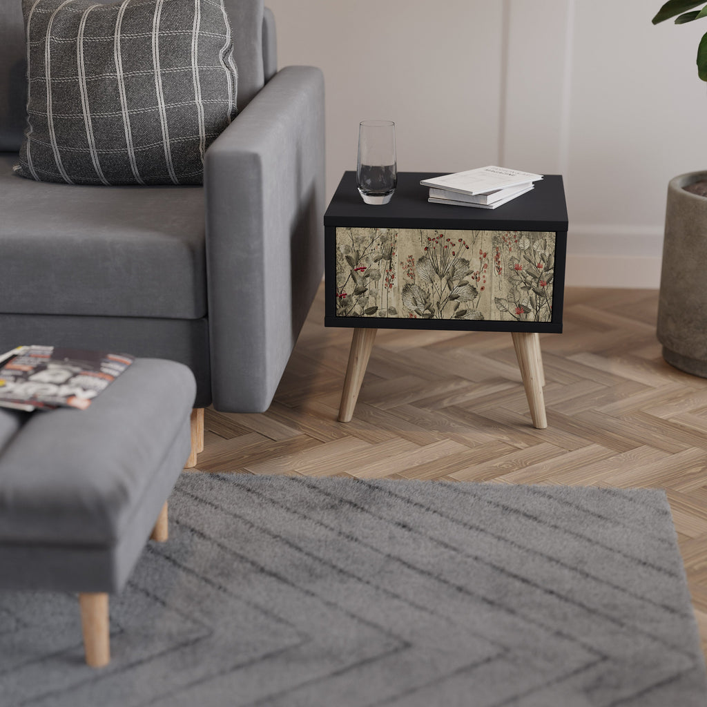 HERBAL GRACE Mesa de Cabeceira em Acabamento Preto