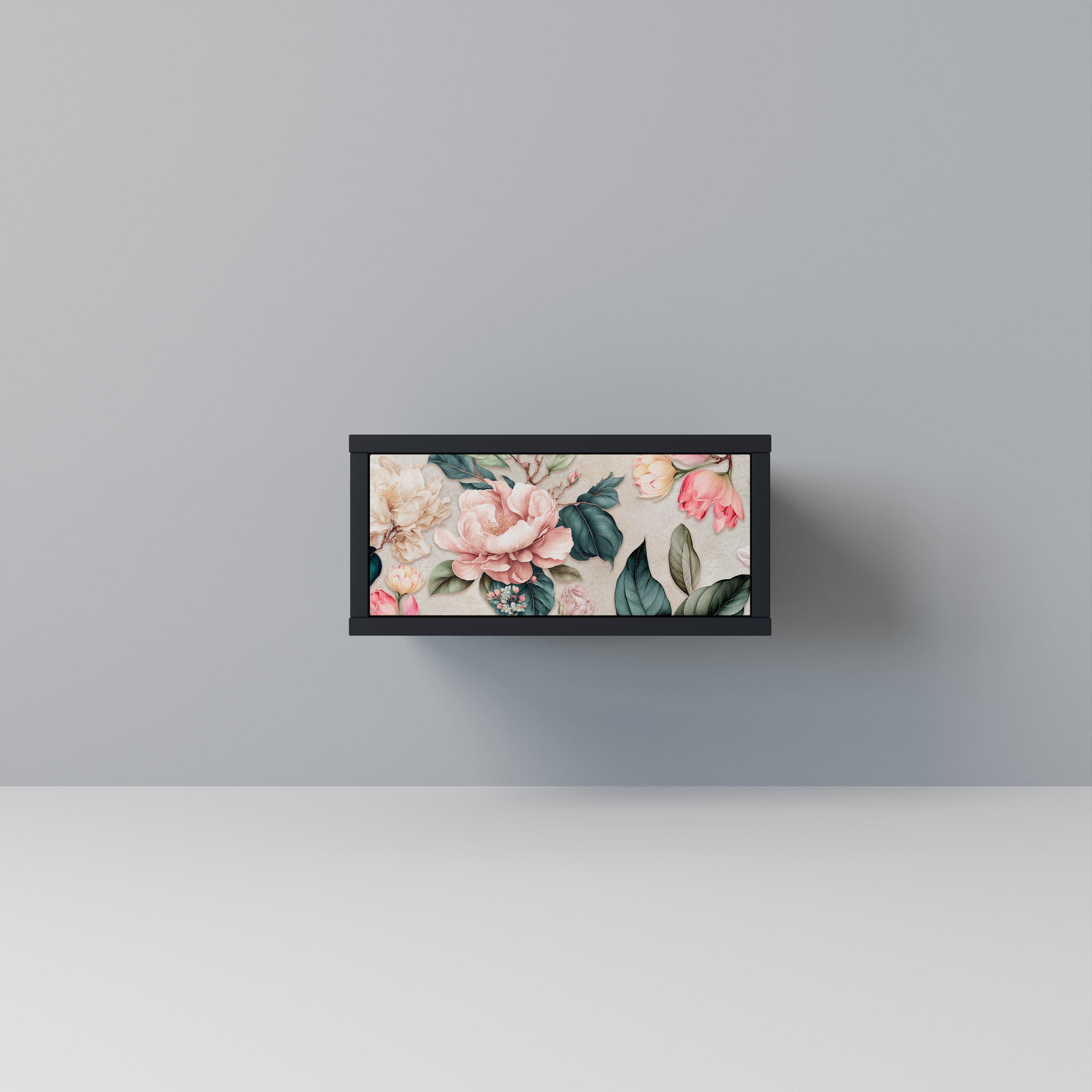 FLORAL GRACE Mesa de Cabeceira em Acabamento Preto