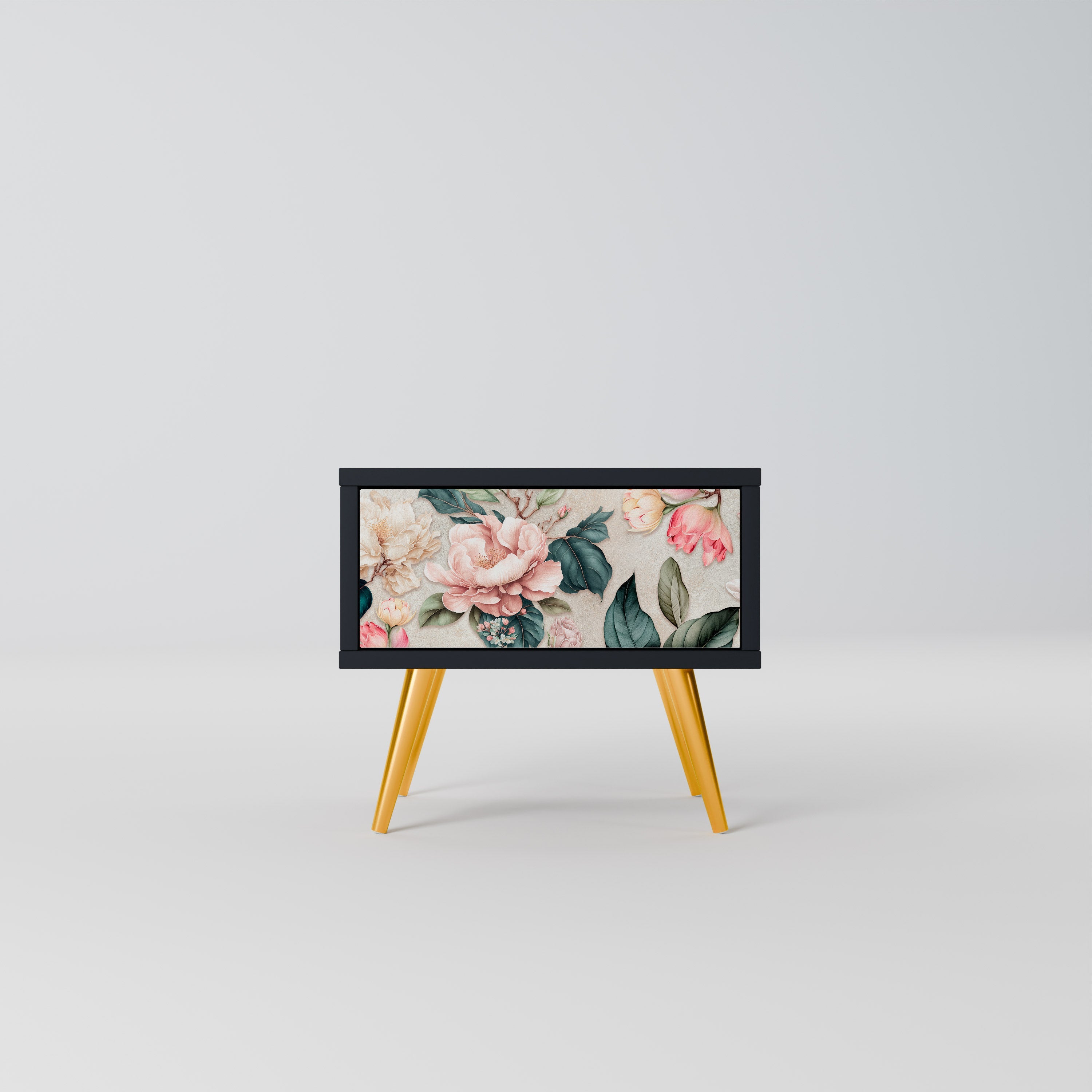 FLORAL GRACE Mesa de Cabeceira em Acabamento Preto