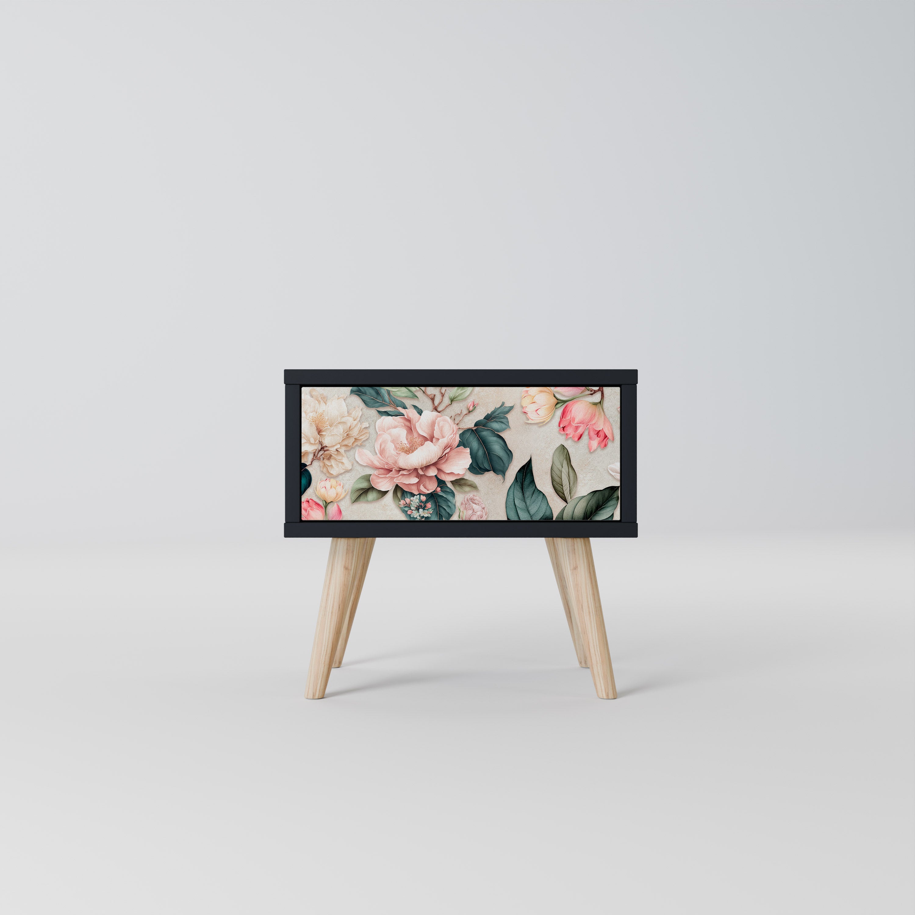 FLORAL GRACE Mesa de Cabeceira em Acabamento Preto