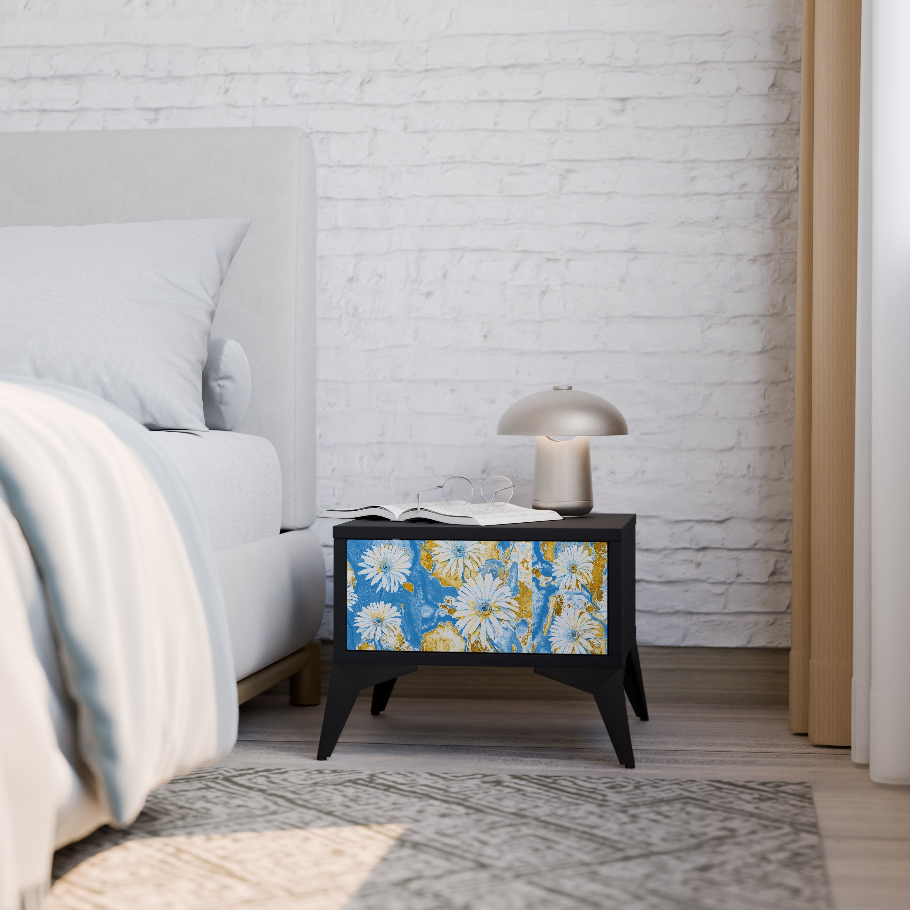 DAISY LUXE Mesa de Cabeceira em Acabamento Preto