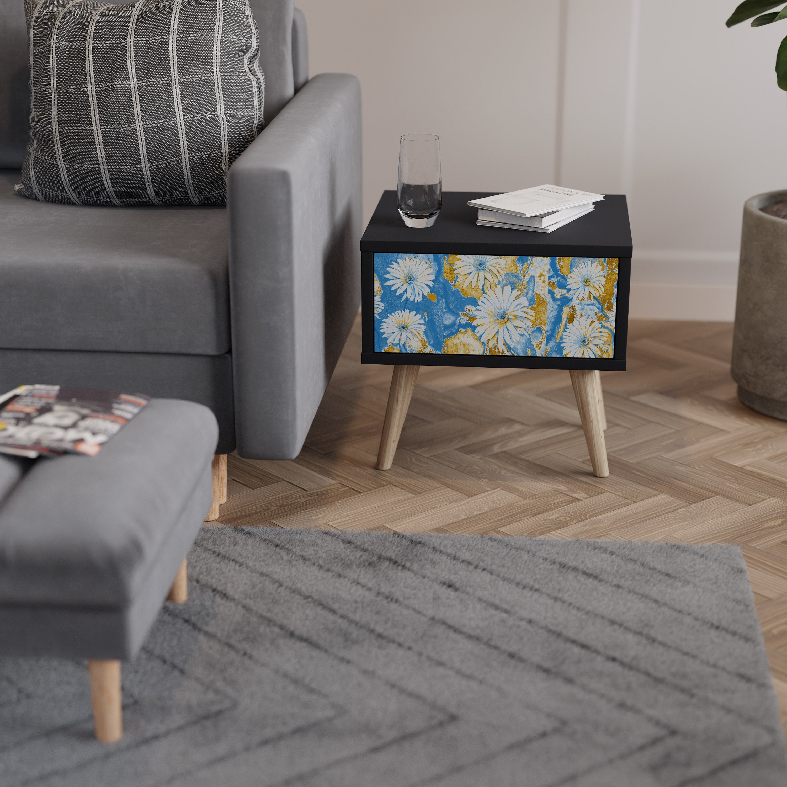 DAISY LUXE Mesa de Cabeceira em Acabamento Preto