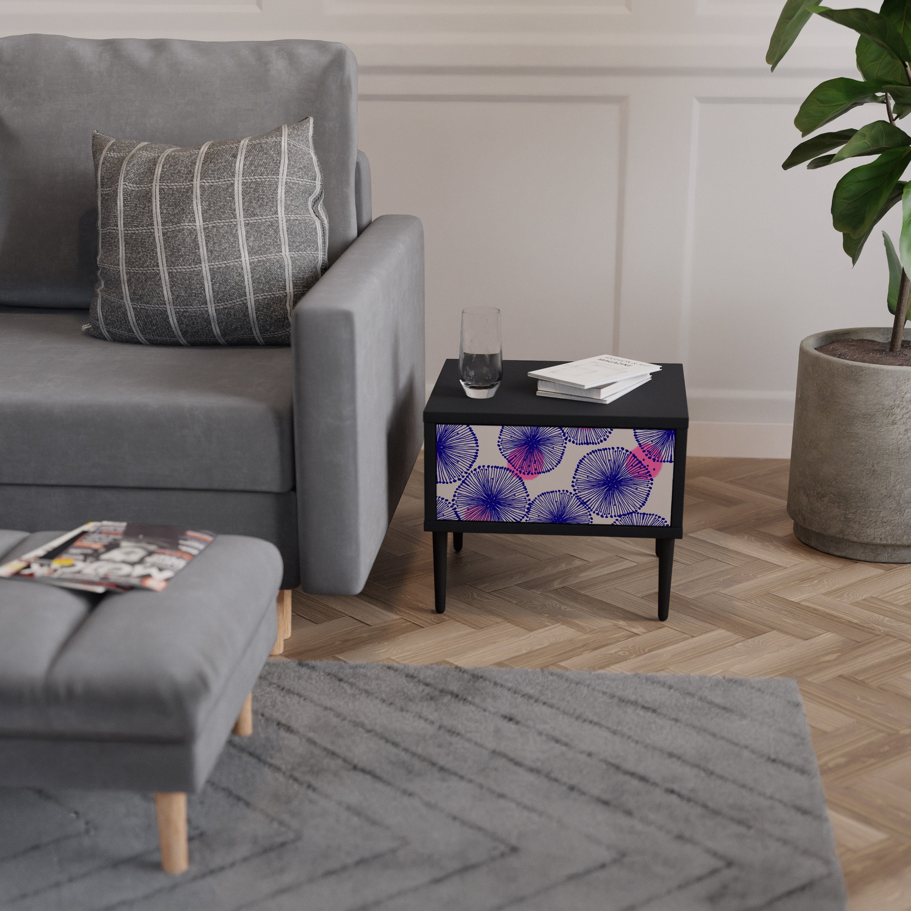 MAGIC NATURE Mesa de Cabeceira em Acabamento Preto