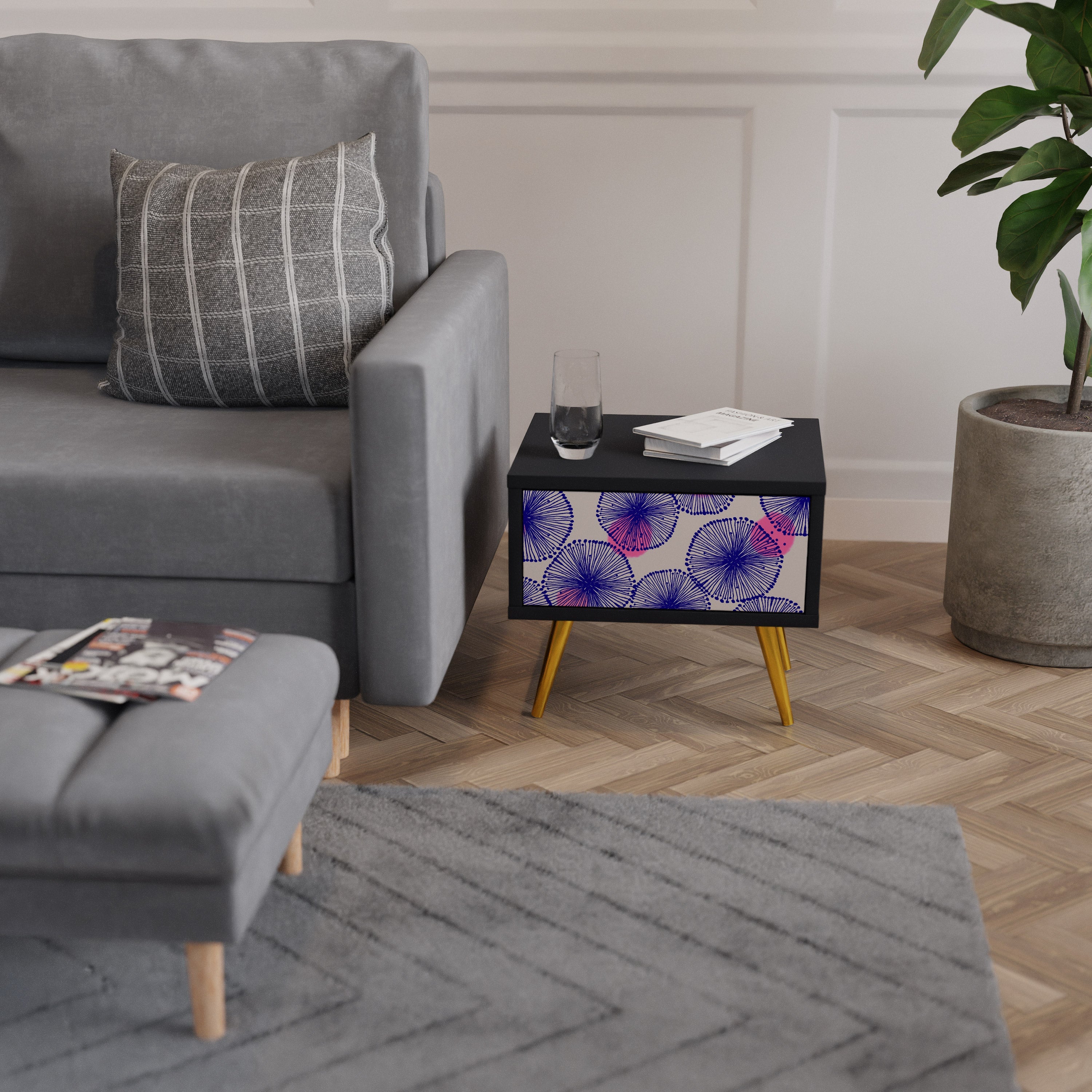 MAGIC NATURE Mesa de Cabeceira em Acabamento Preto