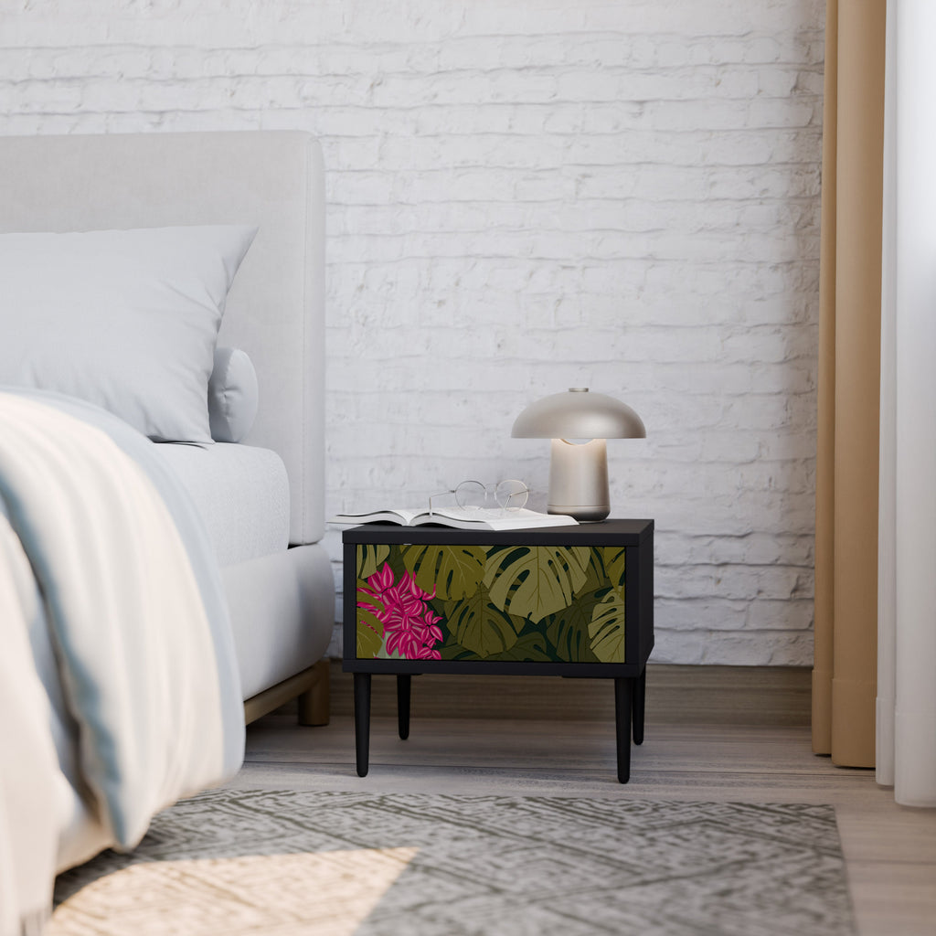 TROPICAL BEAUTY Mesa de Cabeceira em Acabamento Preto