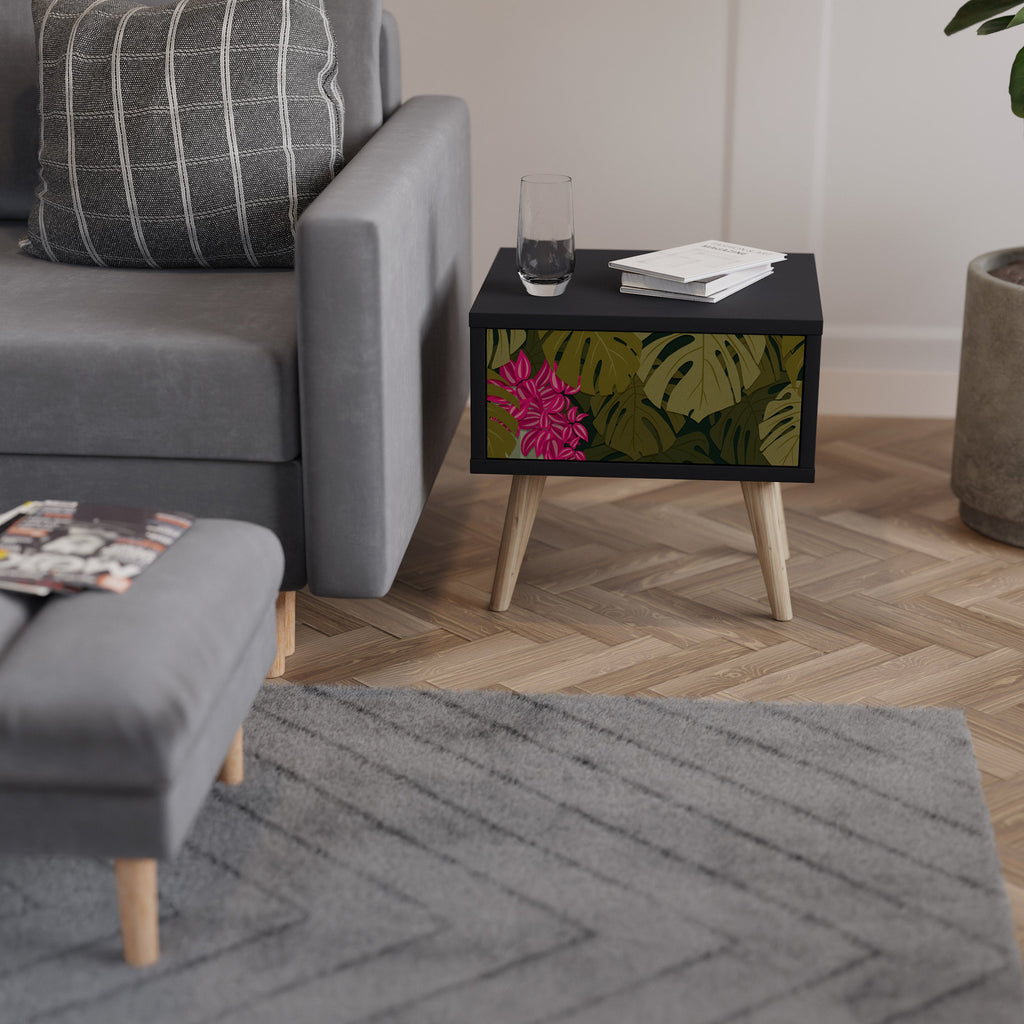 TROPICAL BEAUTY Mesa de Cabeceira em Acabamento Preto