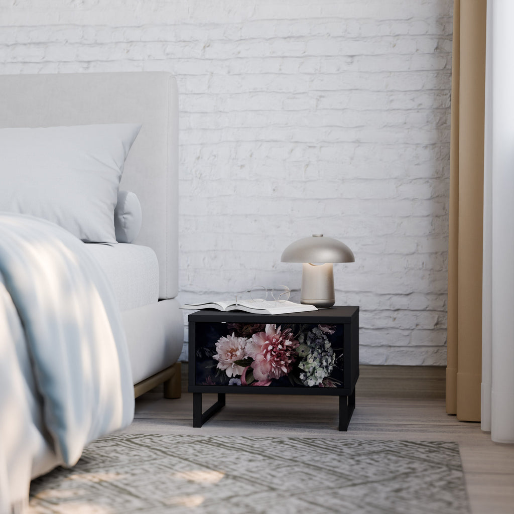 PURE BLOSSOM Mesa de Cabeceira em Acabamento Preto