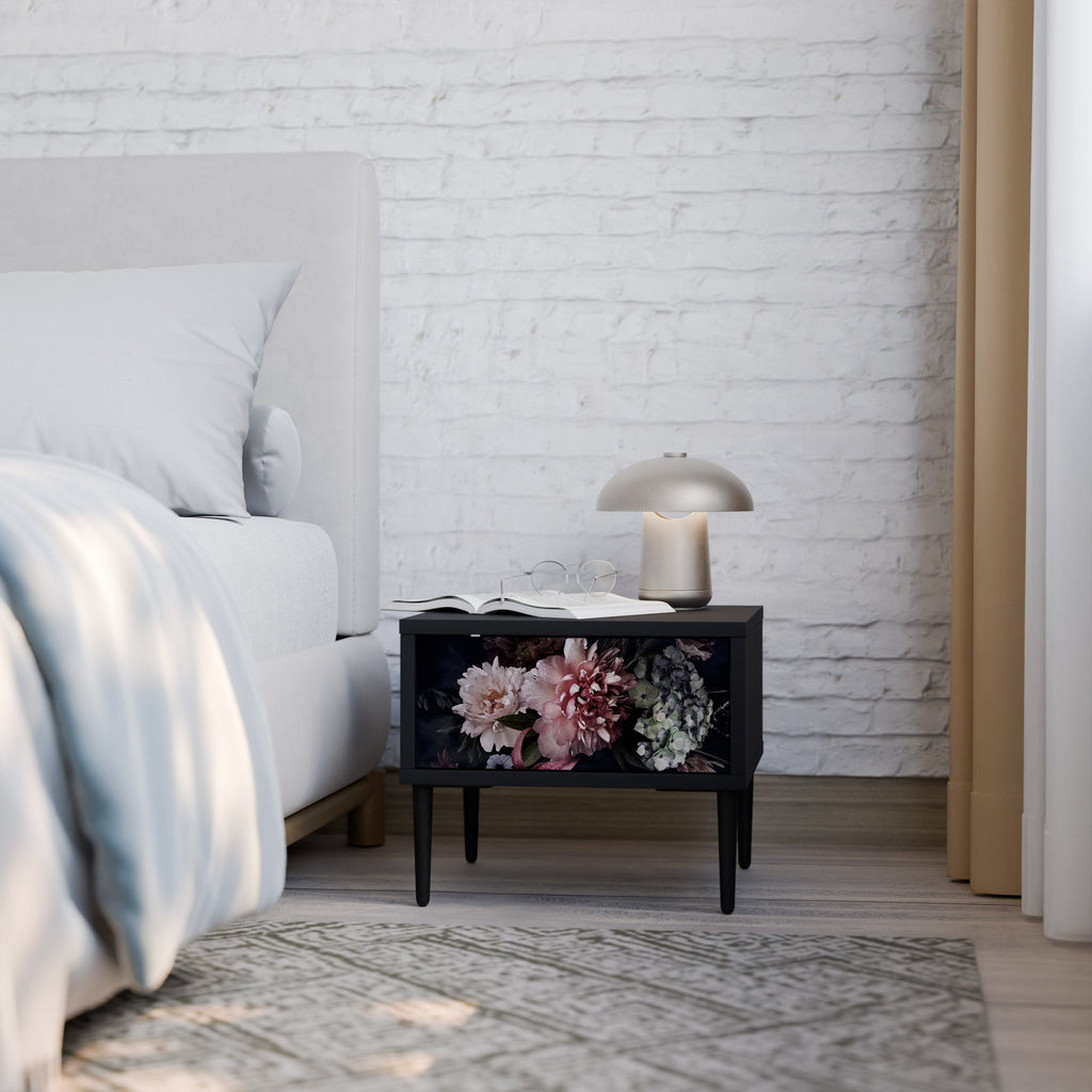 PURE BLOSSOM Mesa de Cabeceira em Acabamento Preto