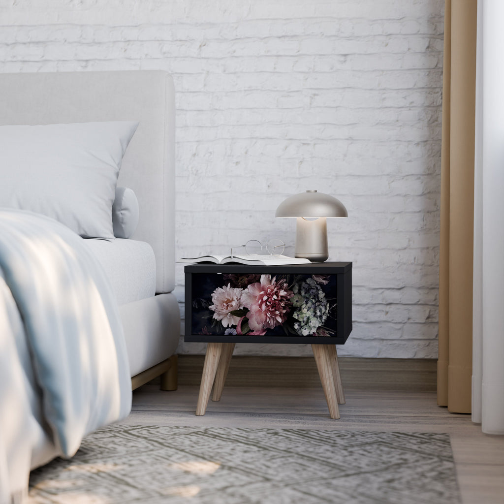 PURE BLOSSOM Mesa de Cabeceira em Acabamento Preto