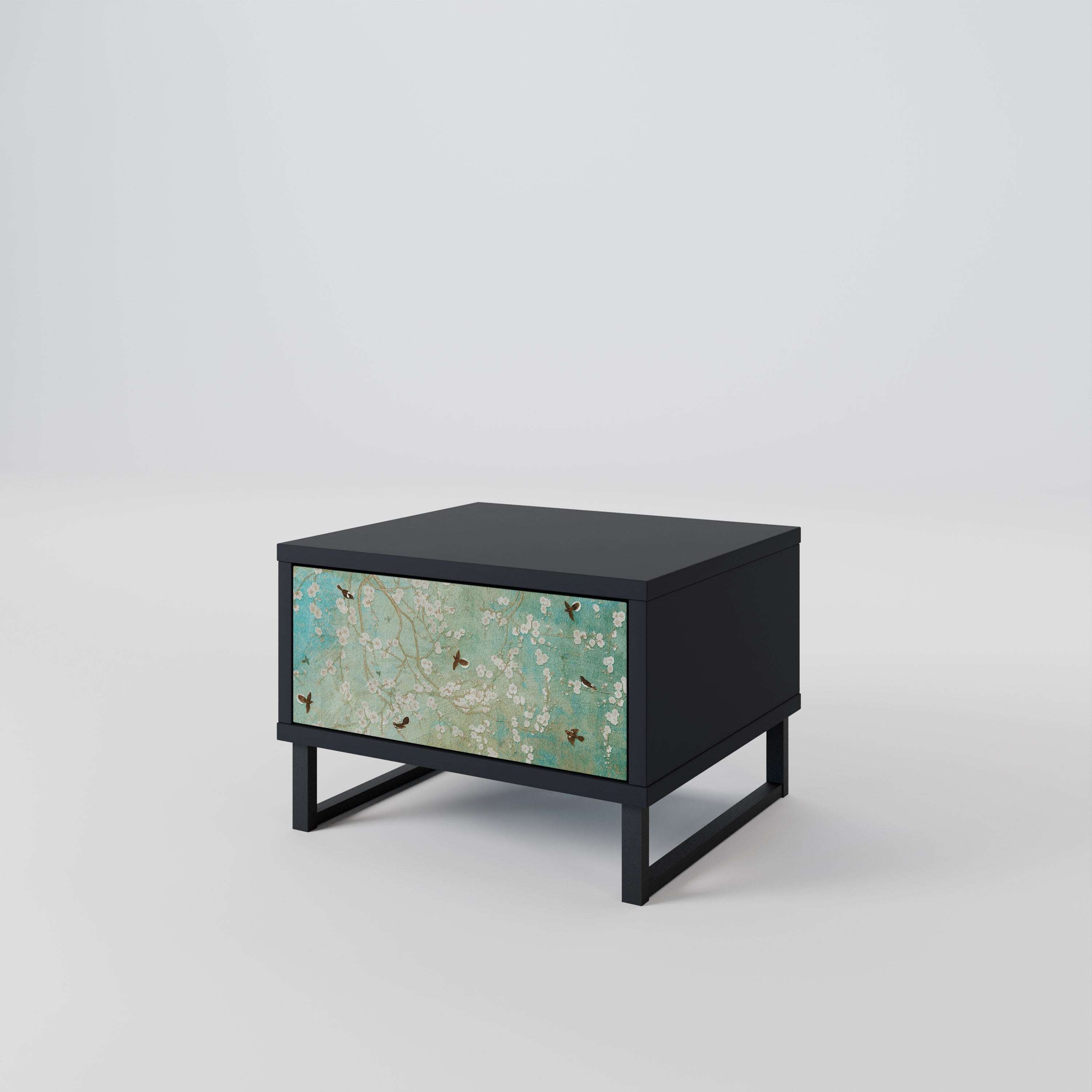 BLOOMING CHARM Mesa de Cabeceira em Acabamento Preto