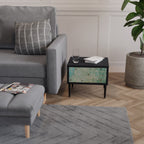 BLOOMING CHARM Nightstand in Black Finish