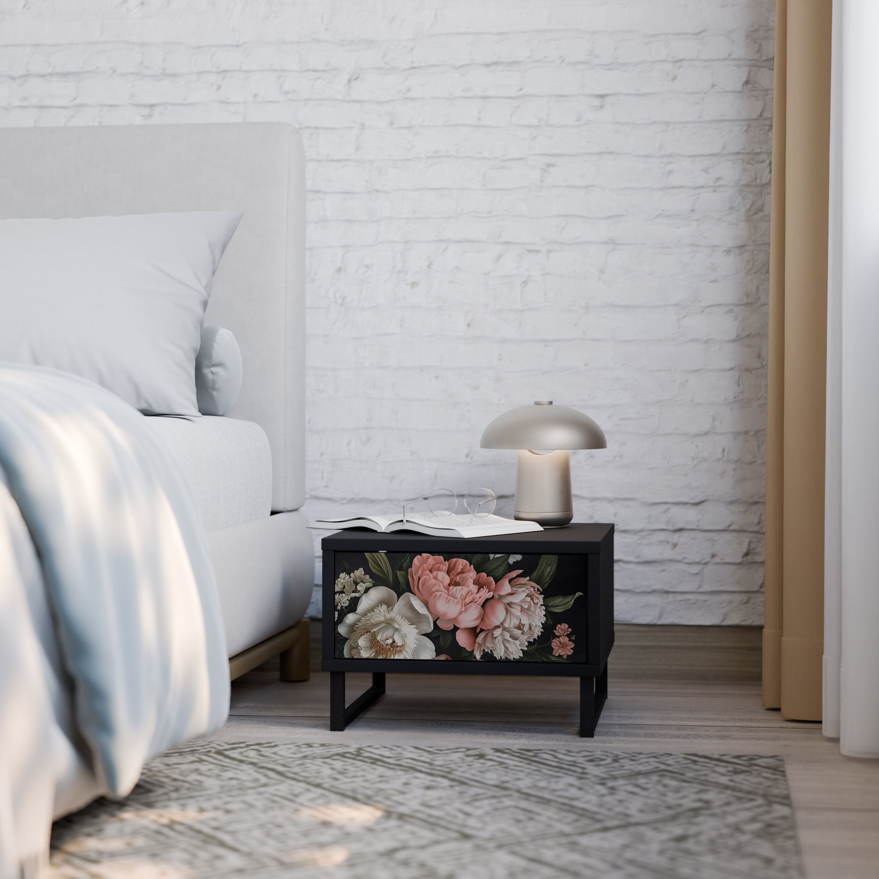 LUSH ELEGANCE Mesa de Cabeceira em Acabamento Preto