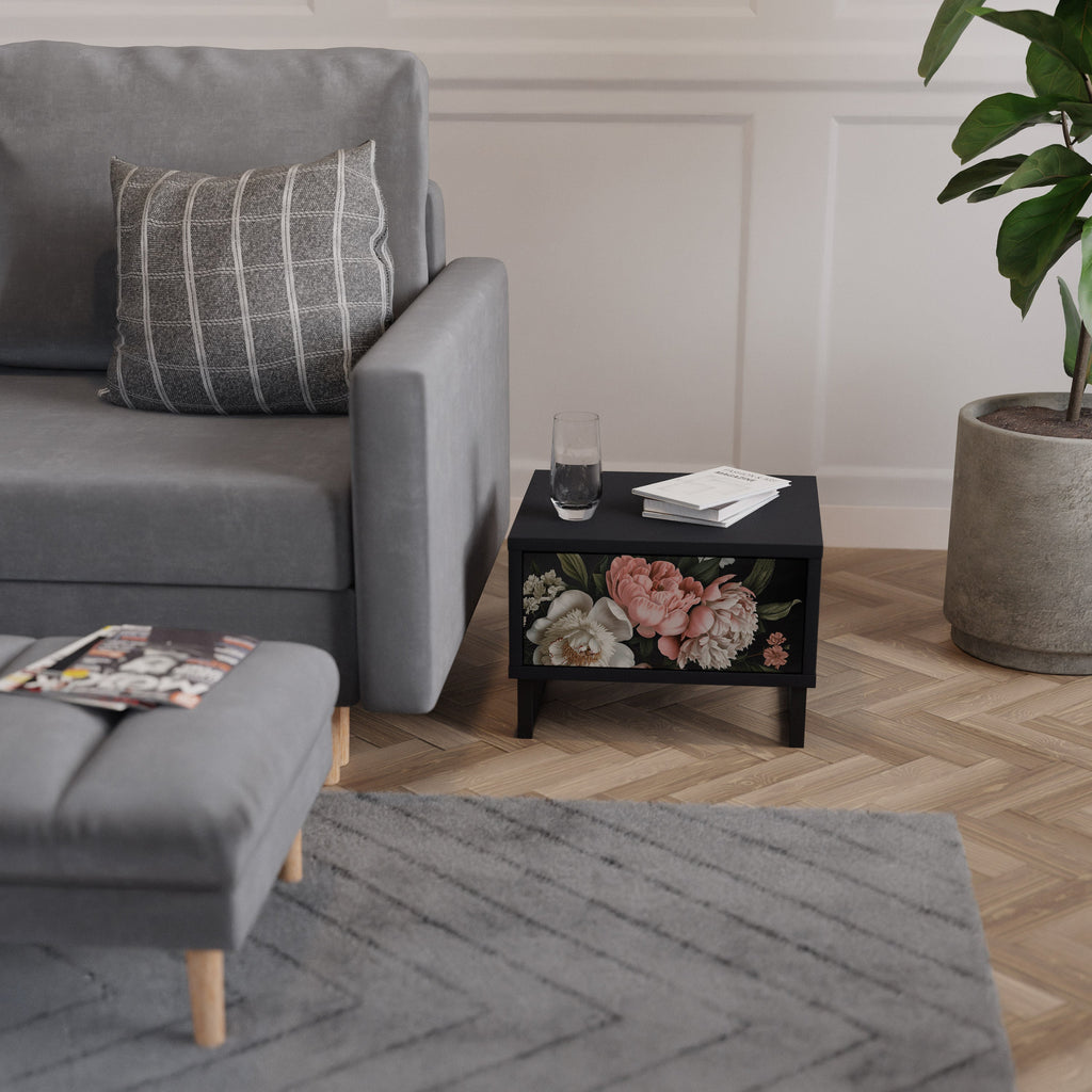 LUSH ELEGANCE Nightstand in Black Finish