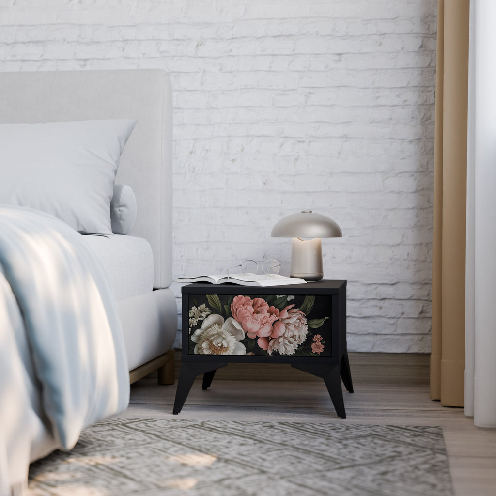 LUSH ELEGANCE Nightstand in Black Finish