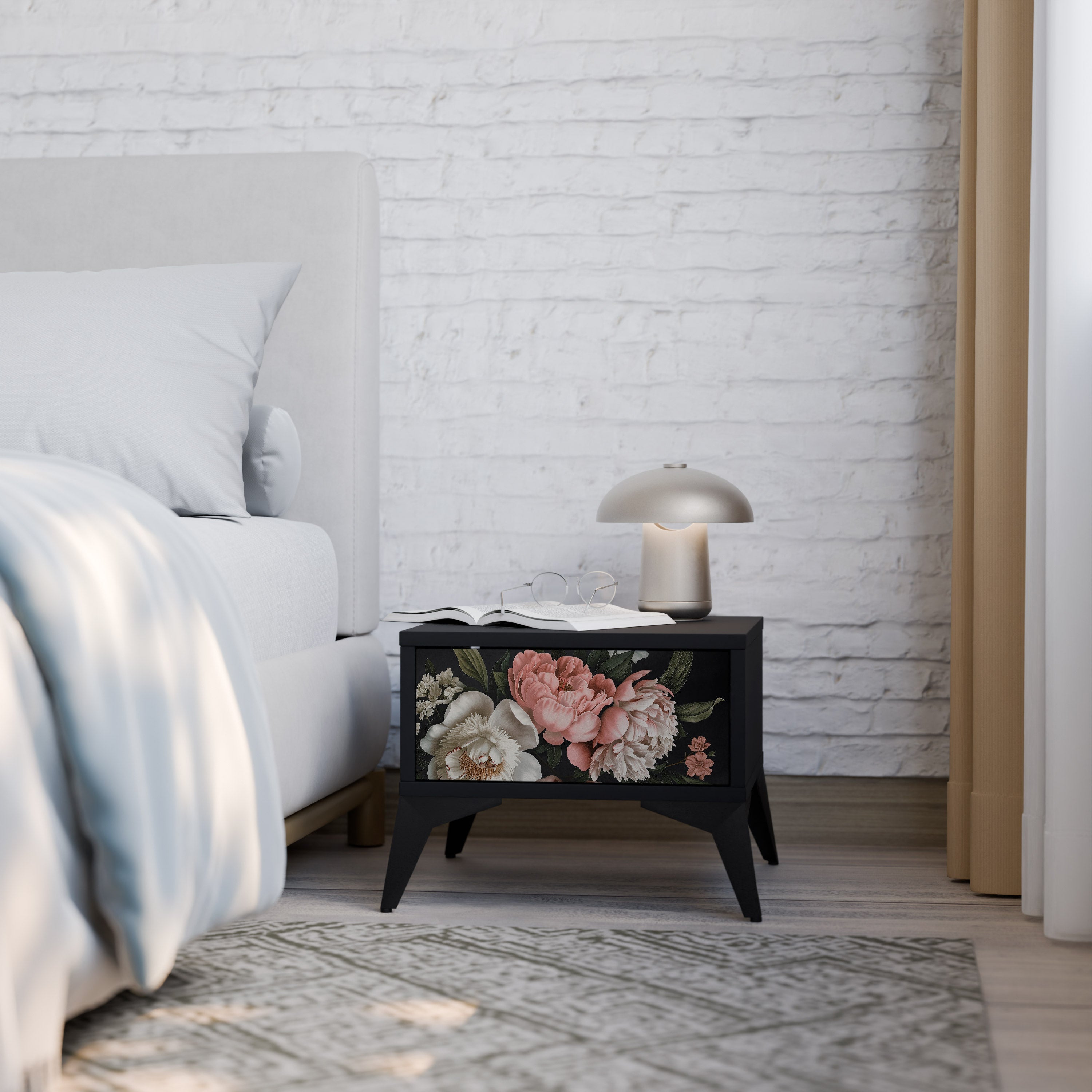 LUSH ELEGANCE Nightstand in Black Finish