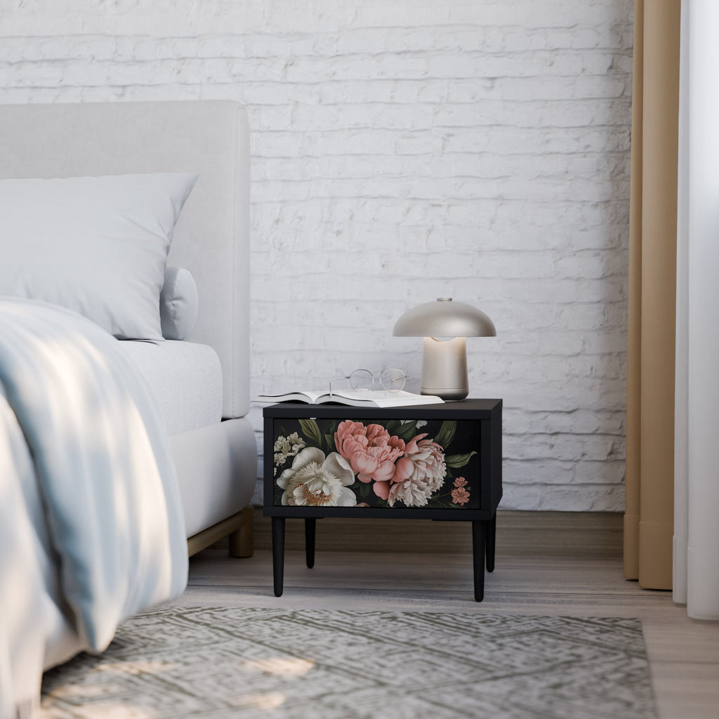 LUSH ELEGANCE Nightstand in Black Finish