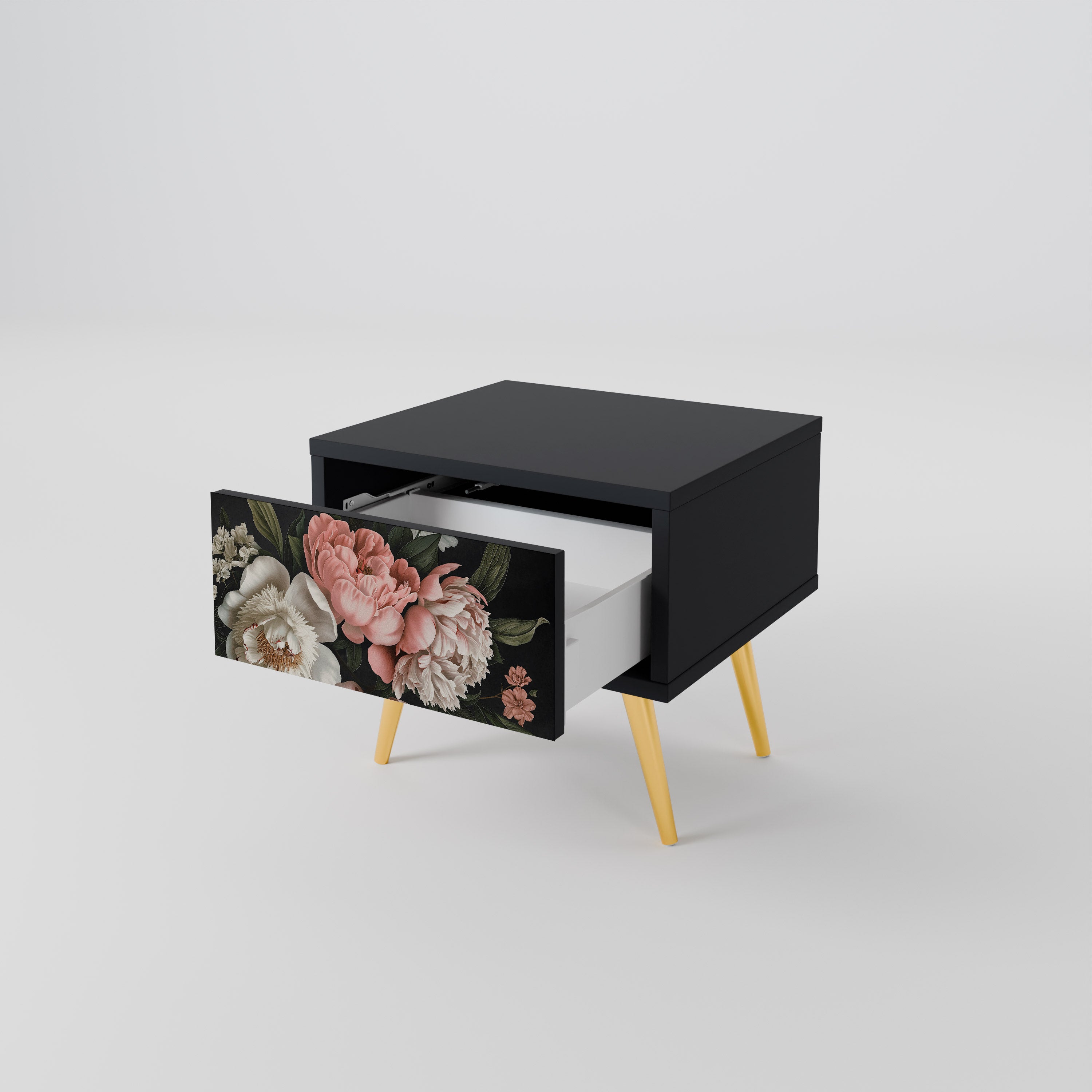 LUSH ELEGANCE Nightstand in Black Finish