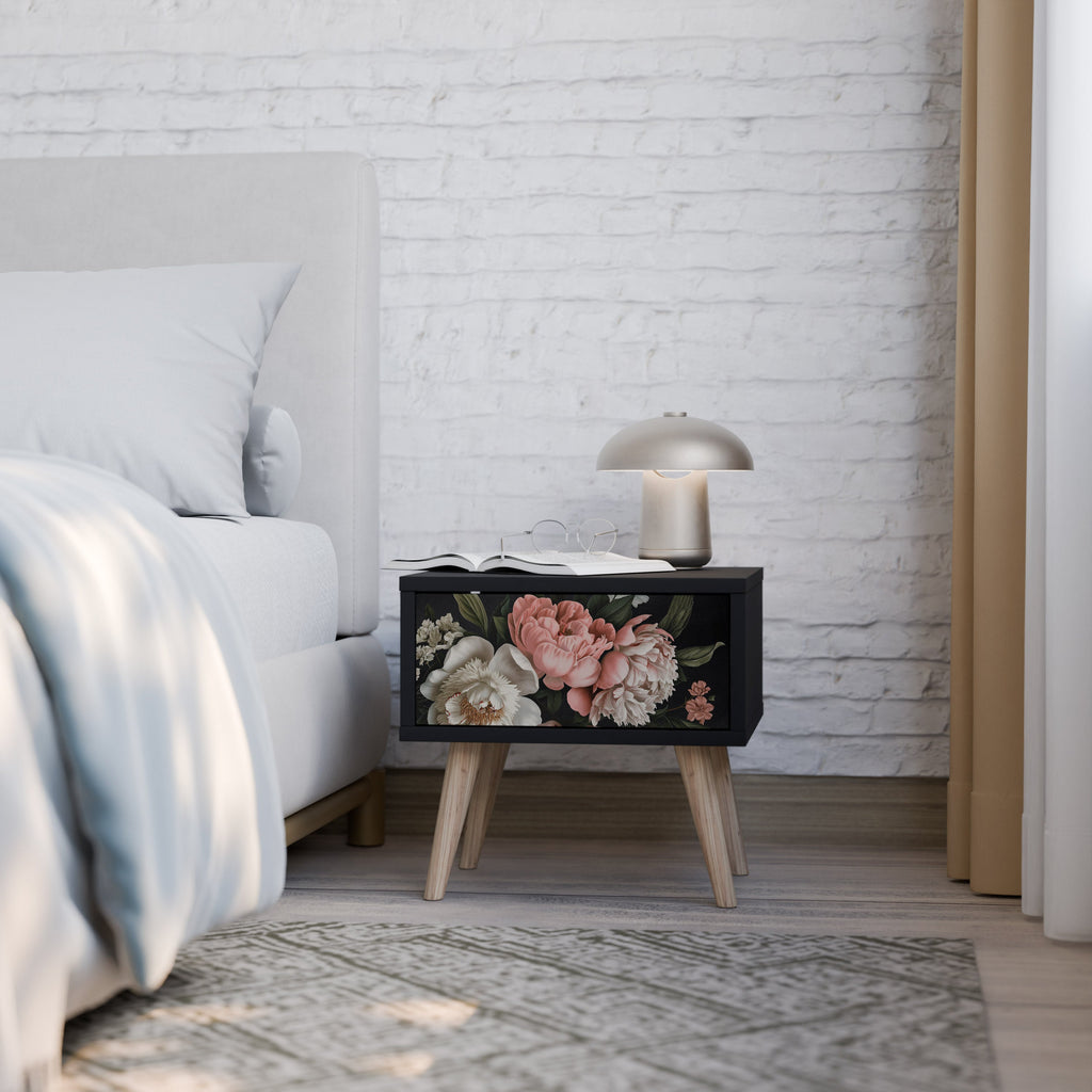 LUSH ELEGANCE Nightstand in Black Finish