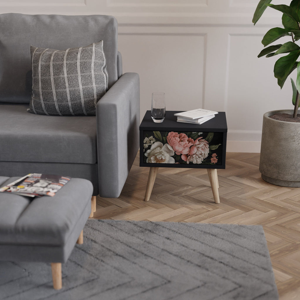 LUSH ELEGANCE Nightstand in Black Finish