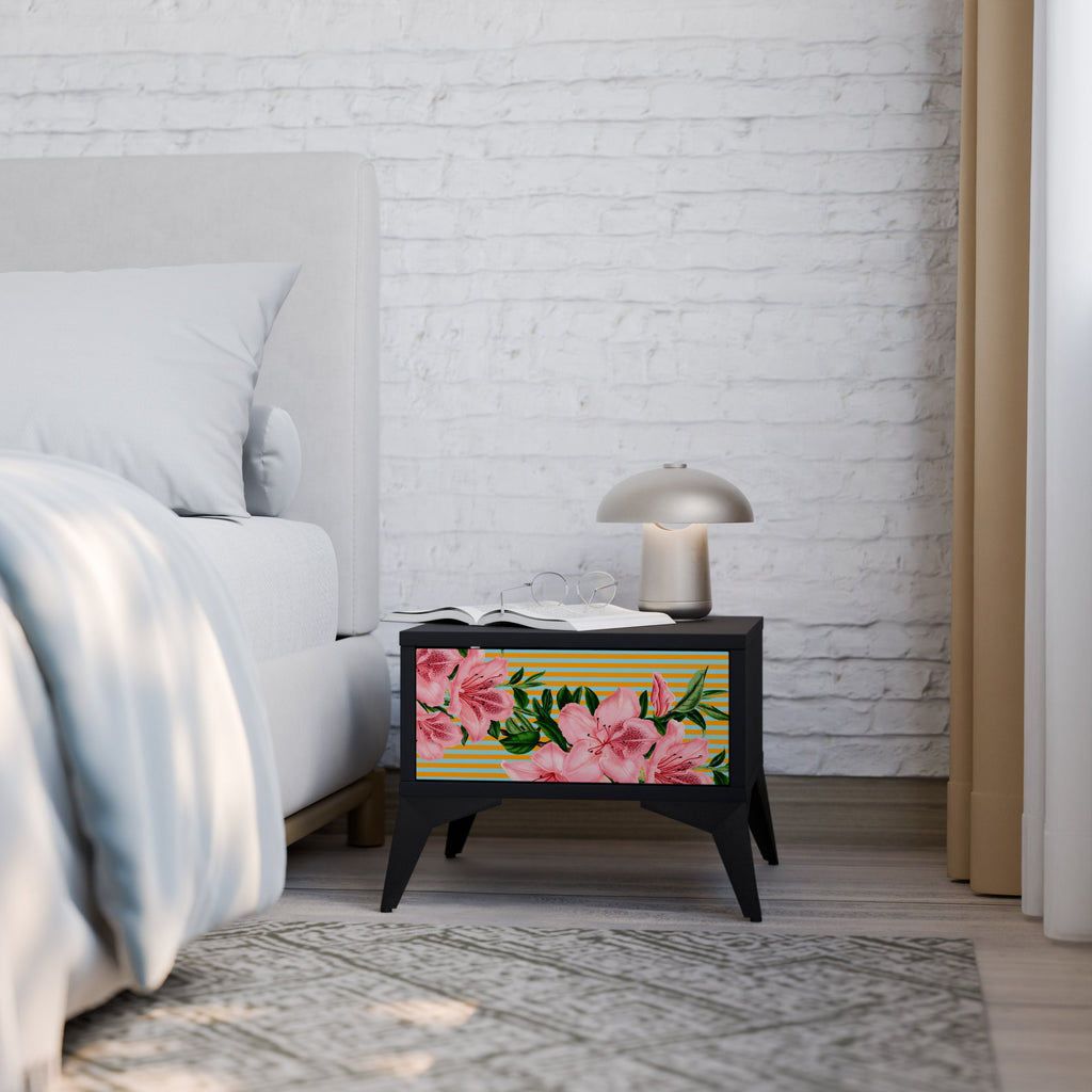 FRAGILE BEAUTY Mesa de Cabeceira em Acabamento Preto