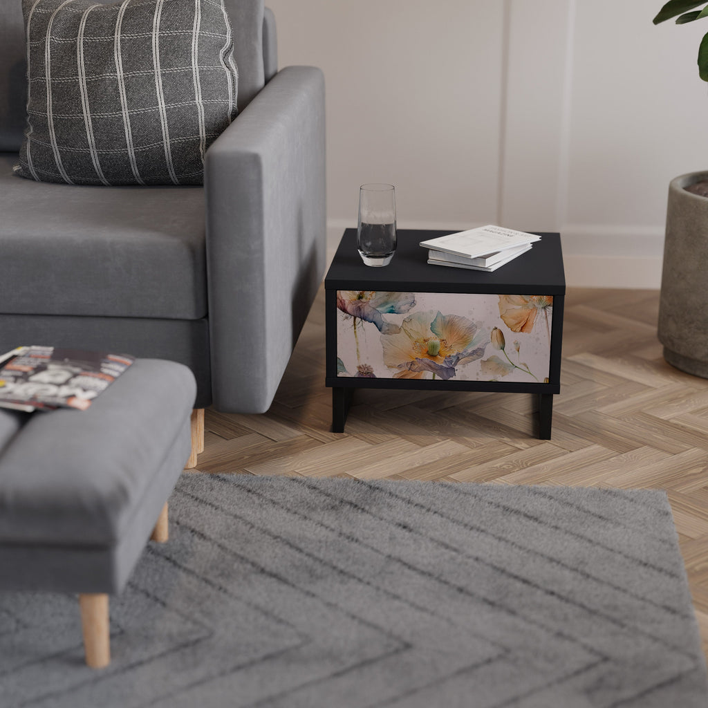 SOFTEN POPPY Mesa de Cabeceira em Acabamento Preto