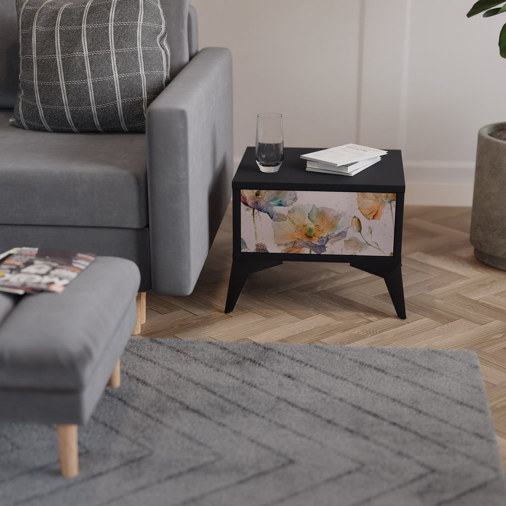 SOFTEN POPPY Mesa de Cabeceira em Acabamento Preto