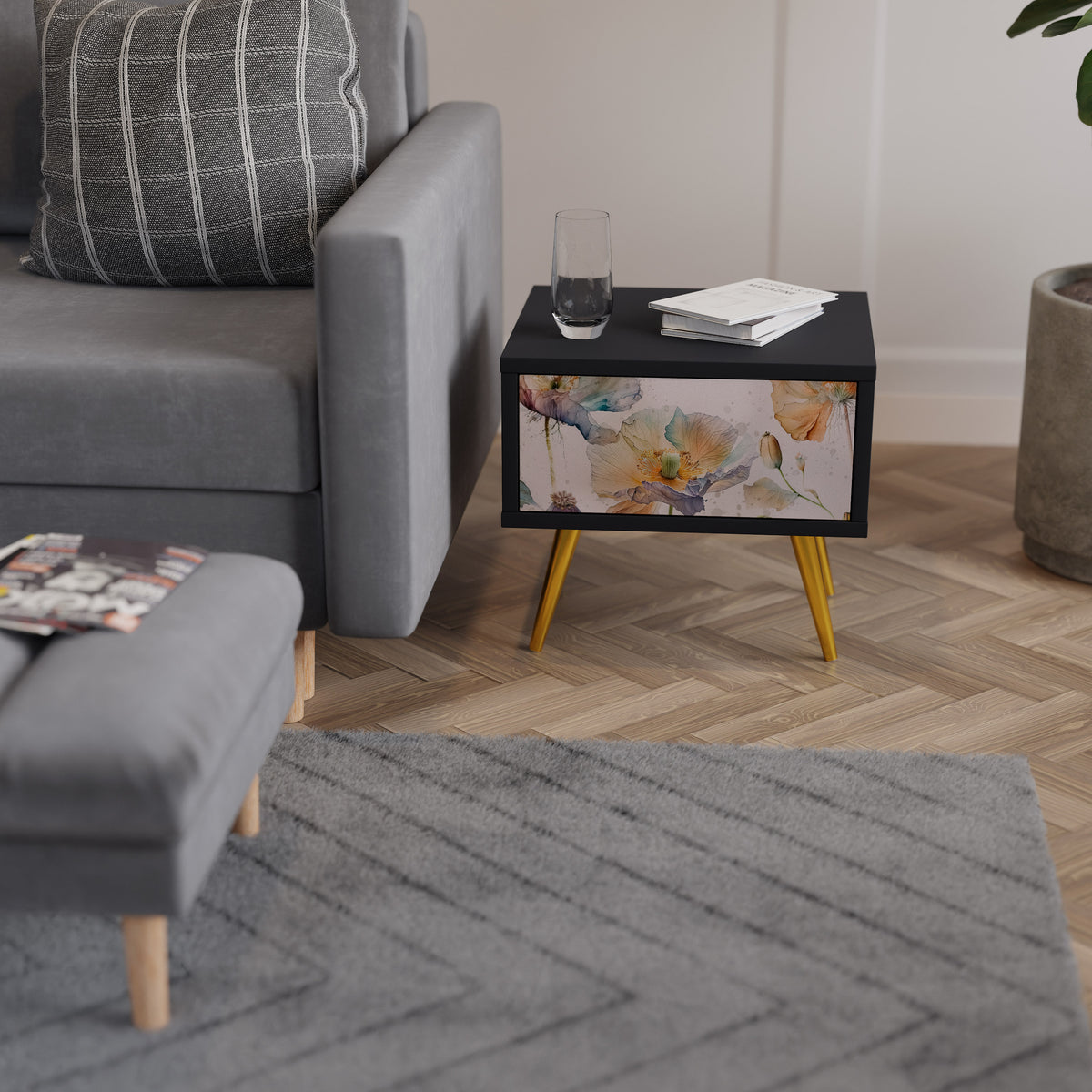 SOFTEN POPPY Mesa de Cabeceira com Gaveta