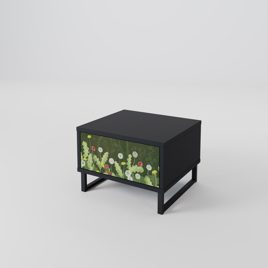 DANDELION AMUSE Nightstand in Black Finish