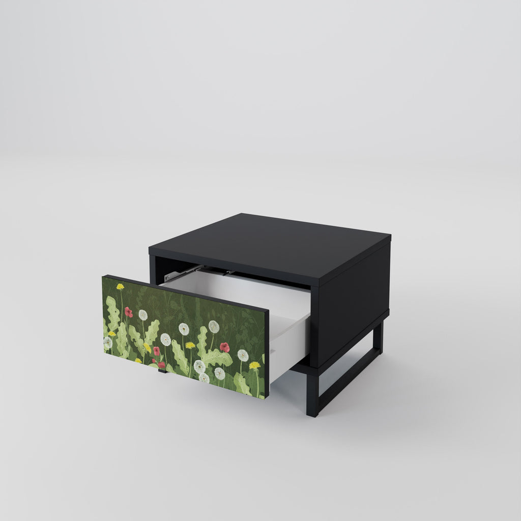 DANDELION AMUSE Nightstand in Black Finish