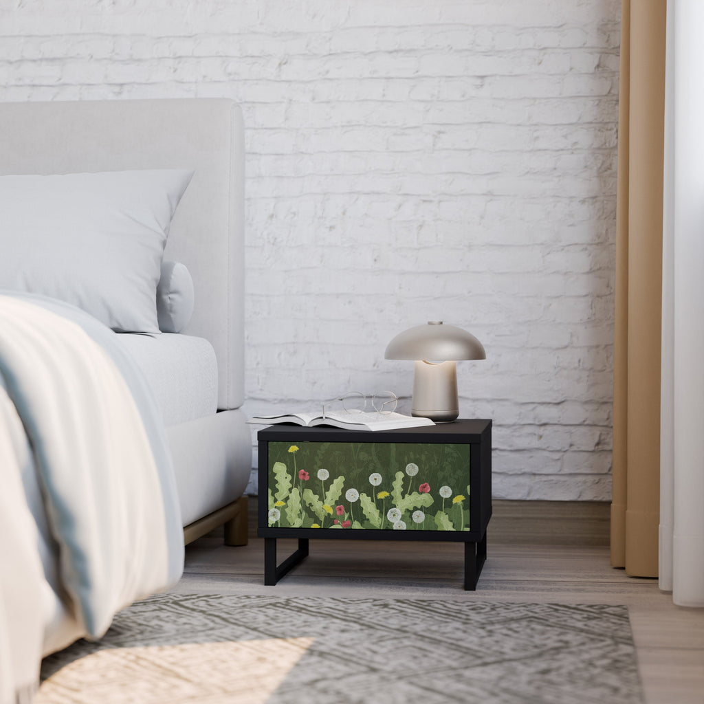 DANDELION AMUSE Nightstand in Black Finish