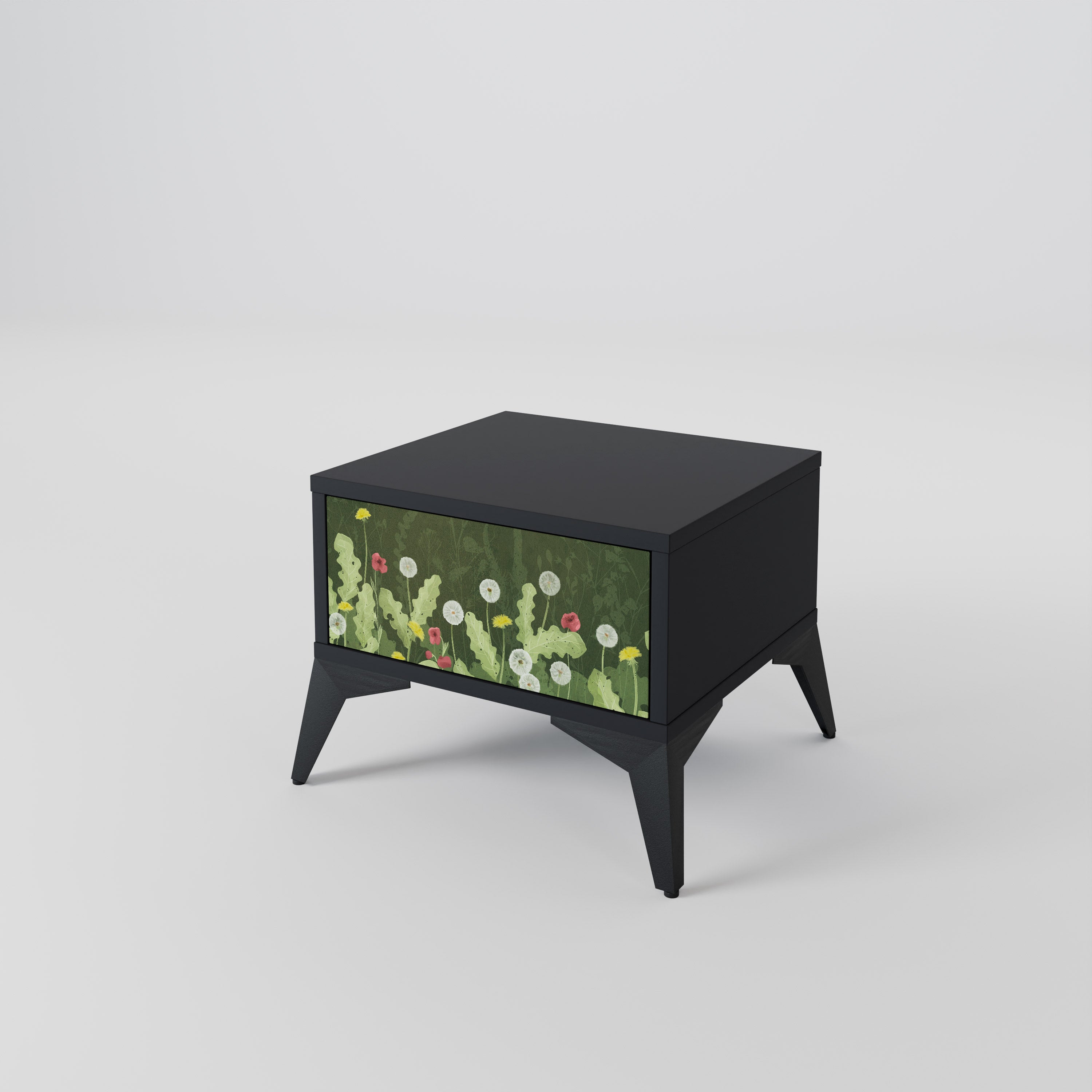 DANDELION AMUSE Nightstand in Black Finish